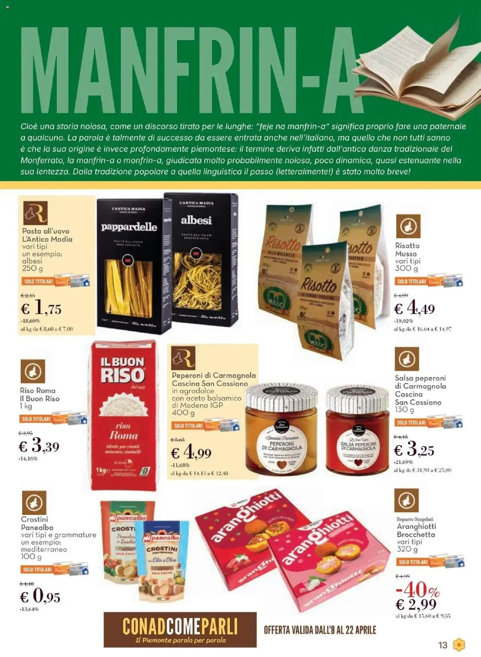 Volantino Conad del 08.04.2026 | Pagina: 13 | Prodotti: Riso, Pasta, Crostini, Aceto