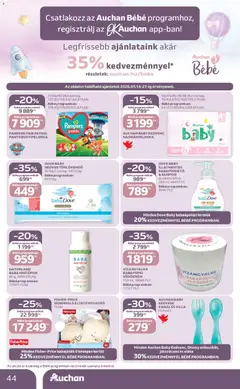 Auchan akciós újság - amely érvényes a következő dátumtól: 14.05.2026 | Oldal: 44 | Termékek: Pampers, Törlőkendő, Nedves törlőkendő, Sampon