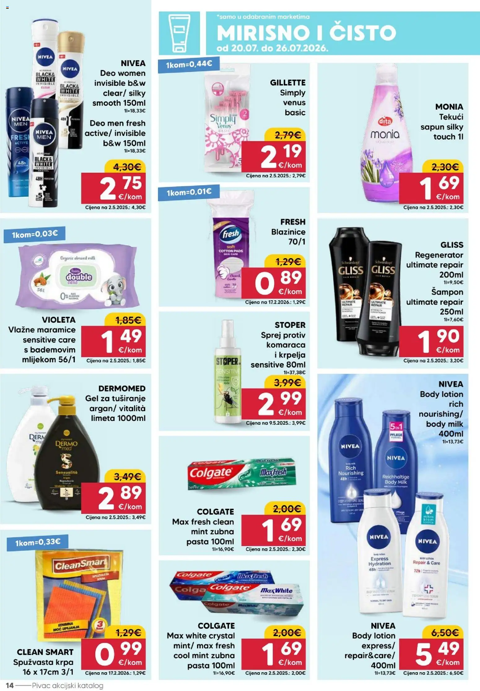 Pivac katalog | vrijedi od 20.07.2026 | Stranica: 14 | Proizvodi: Sapun, Maramice, Limeta, Violeta