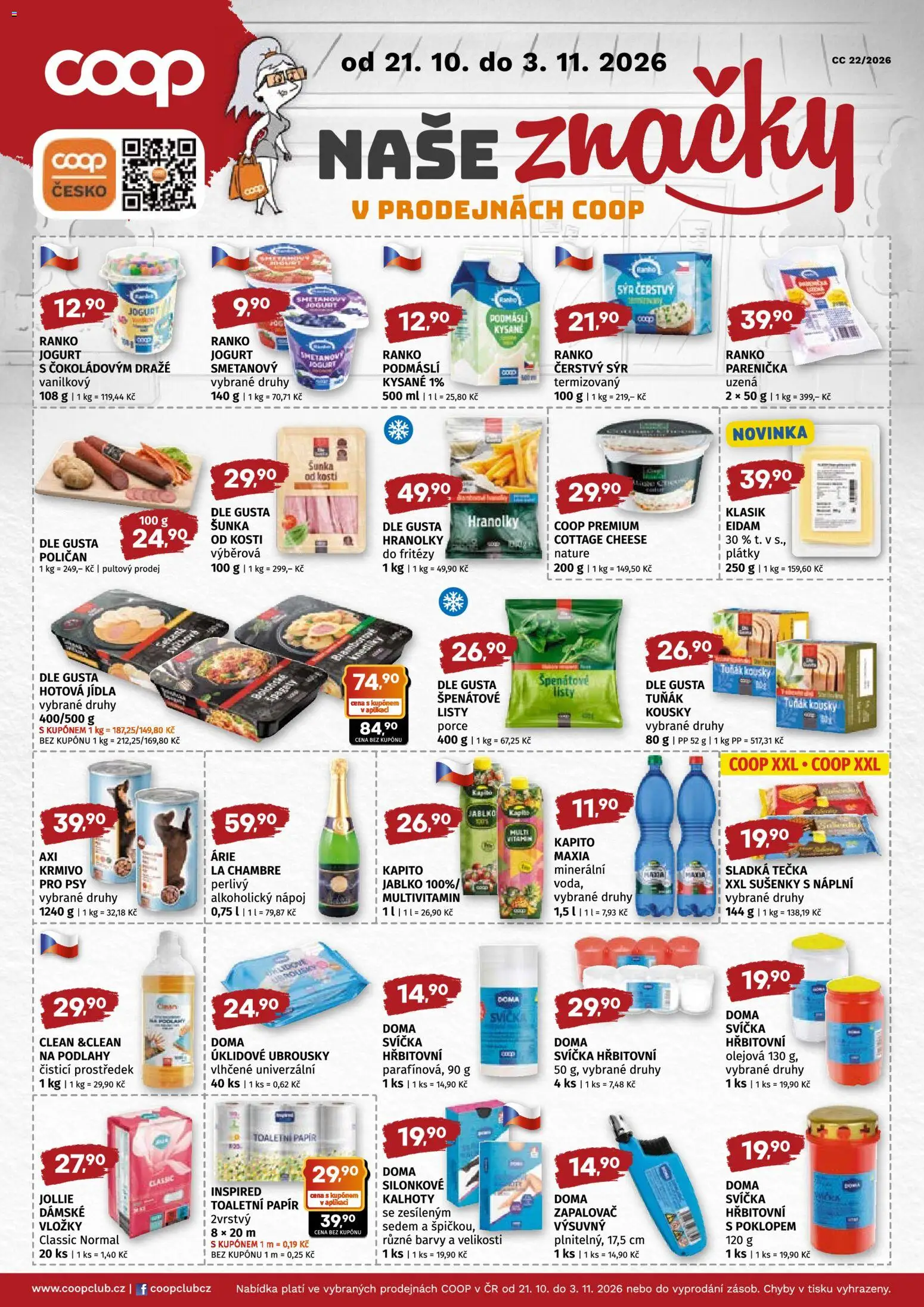 Coop leták - Středočeský region od 21.10.2026 | Strana: 4 | Produkty: Šunka od kosti, Vložky, Ubrousky, Cottage