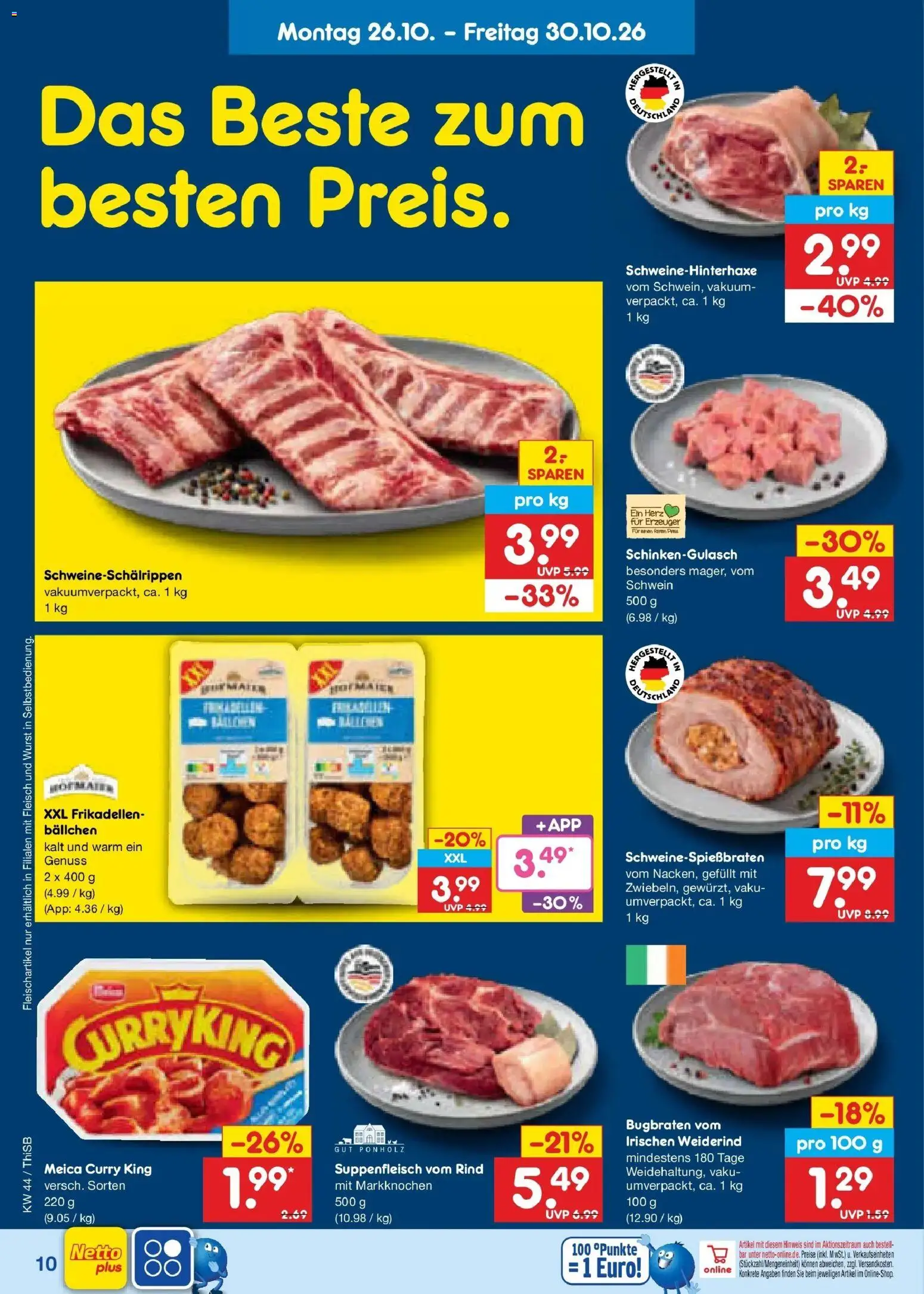 Netto Marken-Discount Prospekt Pirna (ab 26.10.2026) » Angebote | Seite: 22 | Produkte: Meica, Suppenfleisch, Wurst, Fleisch