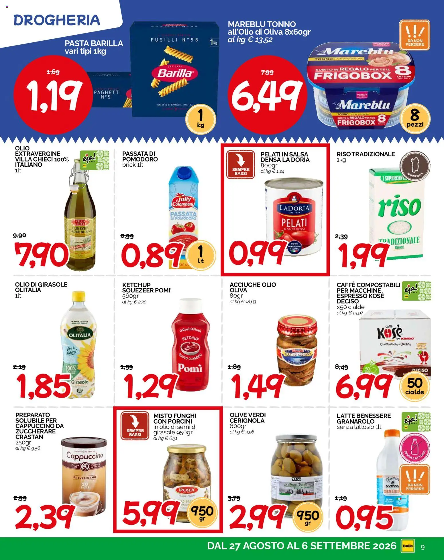 Volantino HarDis del 27/08/2026 | Pagina: 9 | Prodotti: Ketchup, Pasta, Tofu, Fusilli
