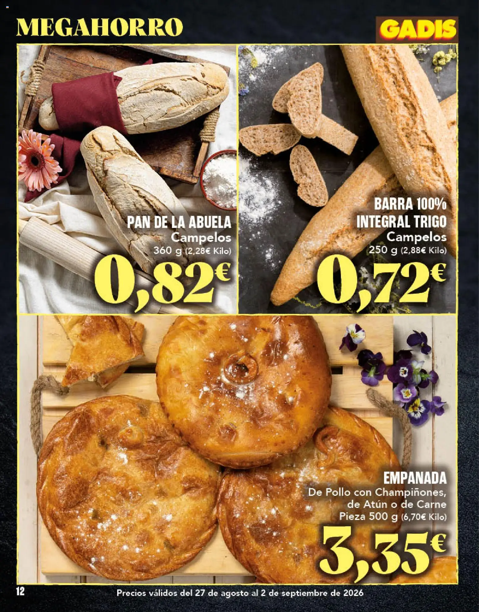 Gadis folleto │ válido desde el 27/08/2026 | Página: 12 | Productos: Atún, Pan, Carne, Pollo
