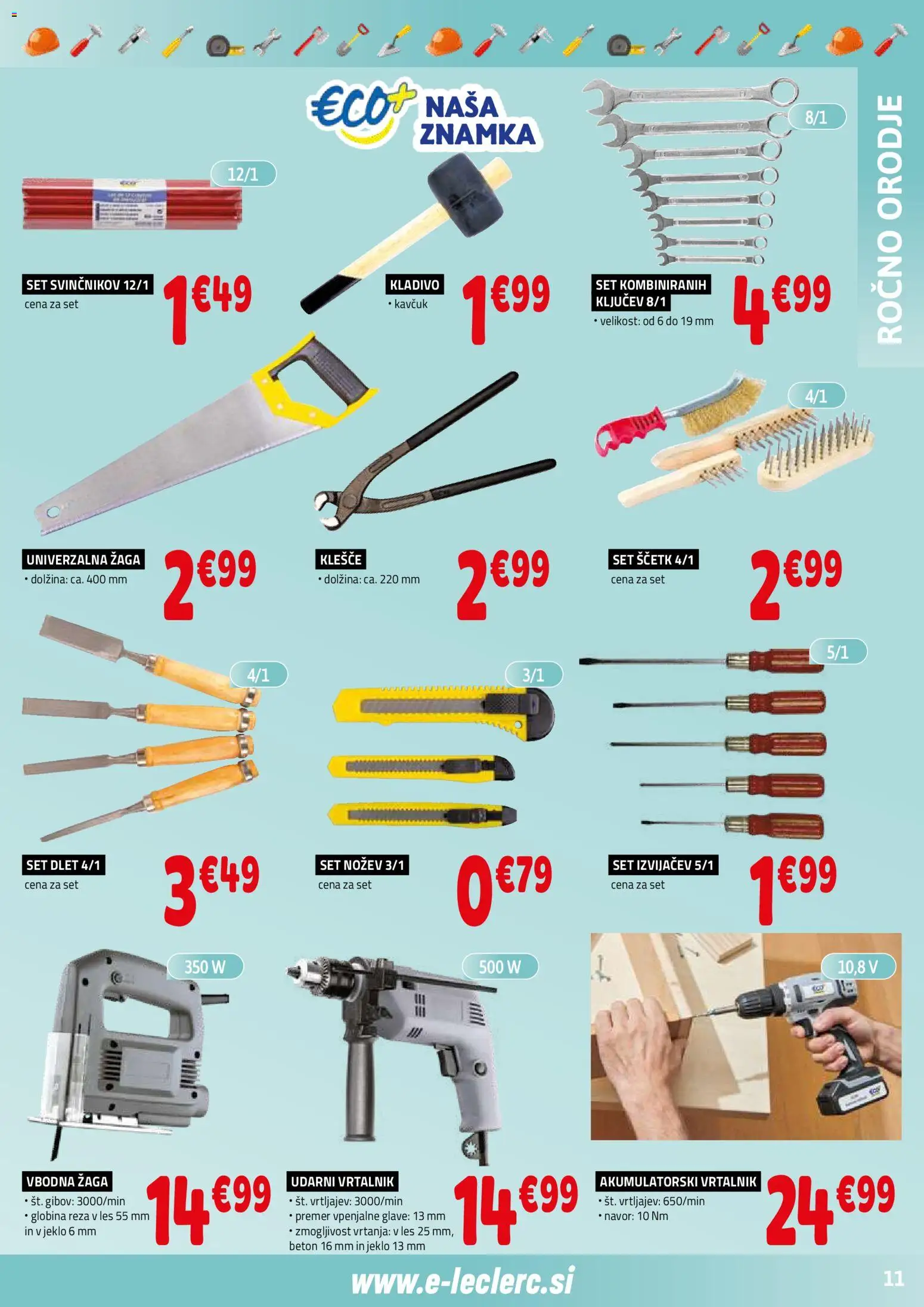 Novi E.leclerc katalog ponudbe – veljaven od 02.09.2026 | Stran: 11 | Izdelki: Orodje, Beton, Vrtalnik, Kladivo