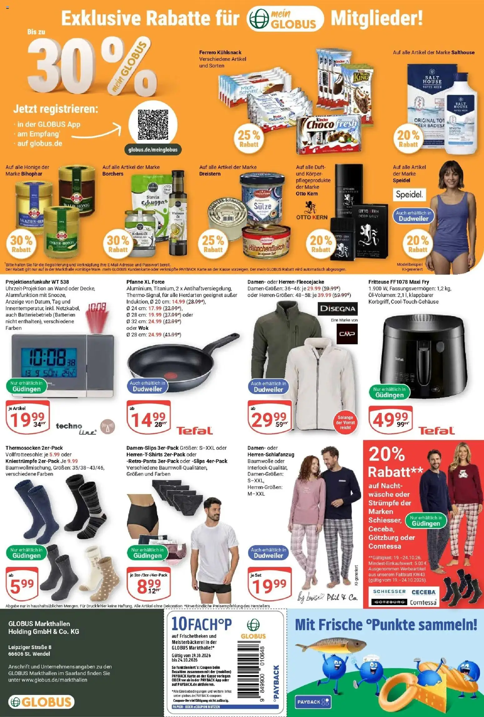 Globus Prospekt Saarbrücken-Dudweiler (ab 19.10.2026) » Angebote online | Seite: 26 | Produkte: Strümpfe, Duft, Fritteuse, Wok