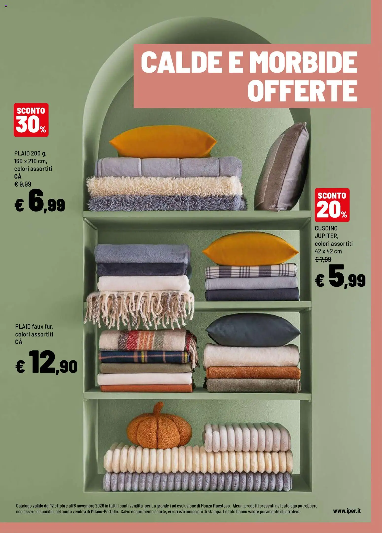 Volantino Iper del 12/10/2026 | Pagina: 16 | Prodotti: Plaid, Cuscino