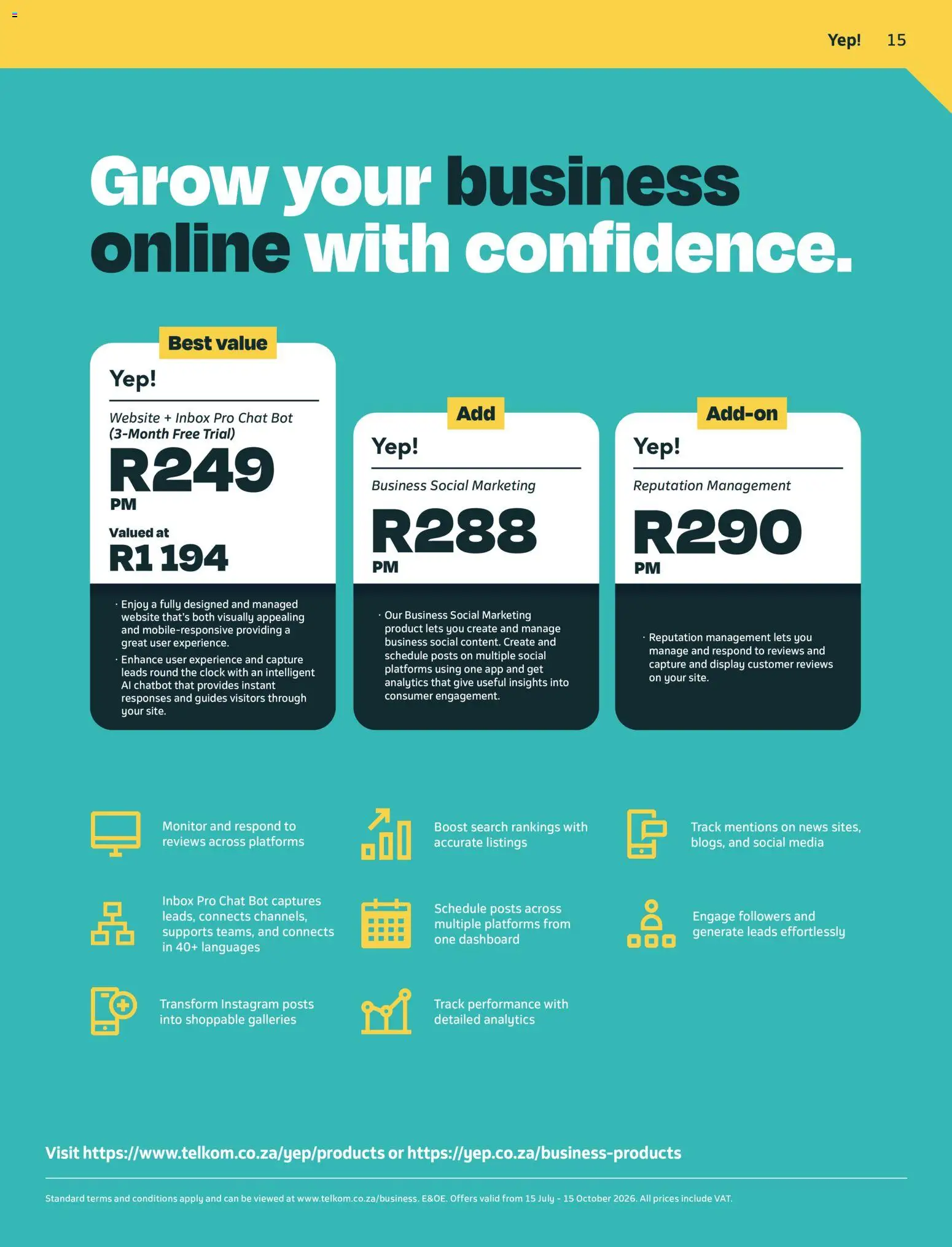 New Telkom catalogue – valid from 15/07/2026 | Page: 15 | Products: Monitor, Clock