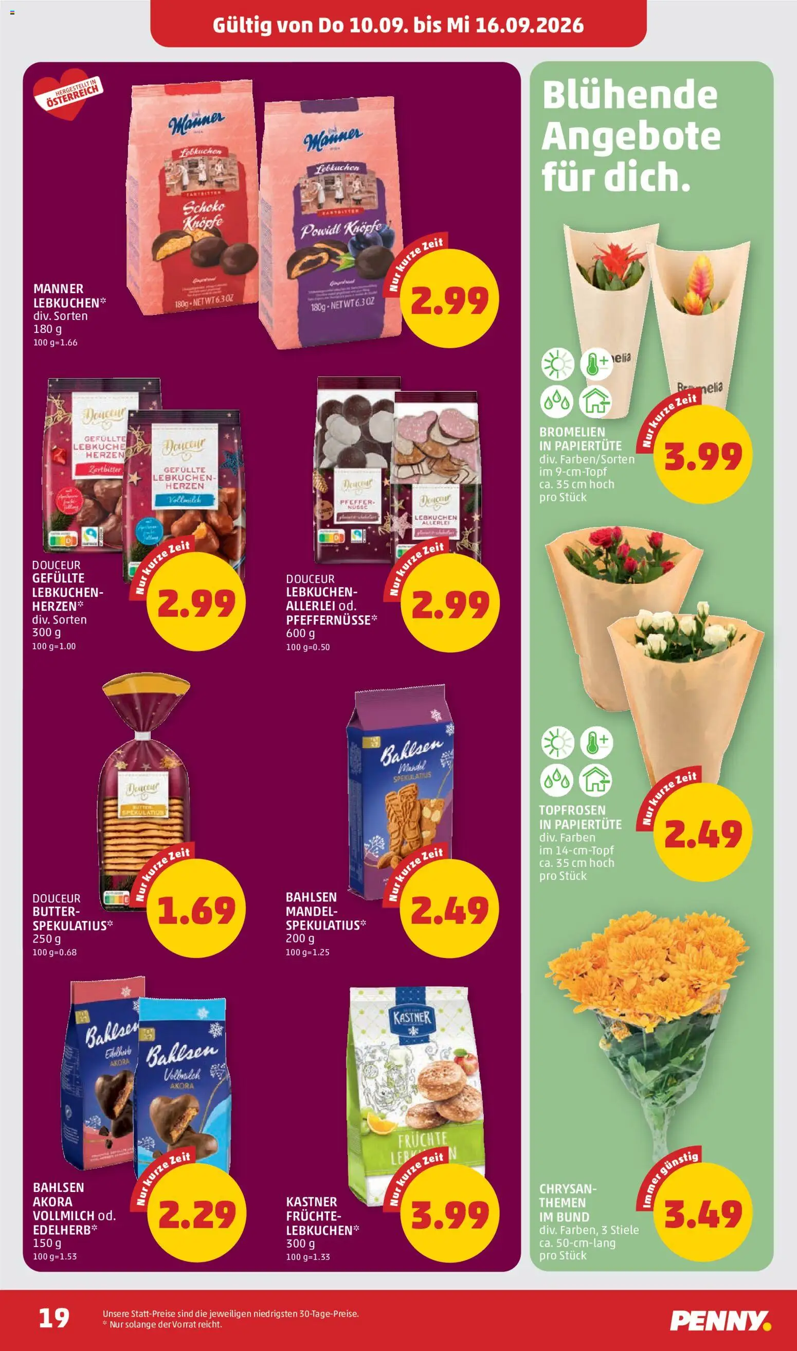 Penny Markt Flugblatt gültig ab 10.09.2026 | Seite: 19 | Produkte: Mandel, Vollmilch, Butter, Lebkuchen