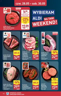 Pogląd oferty "Aldi gazetka" - ważna od 25.05.2026 | Strona: 30 | Produkty: Karkówka, Piersi, Mięso mielone wołowe, Mięso mielone