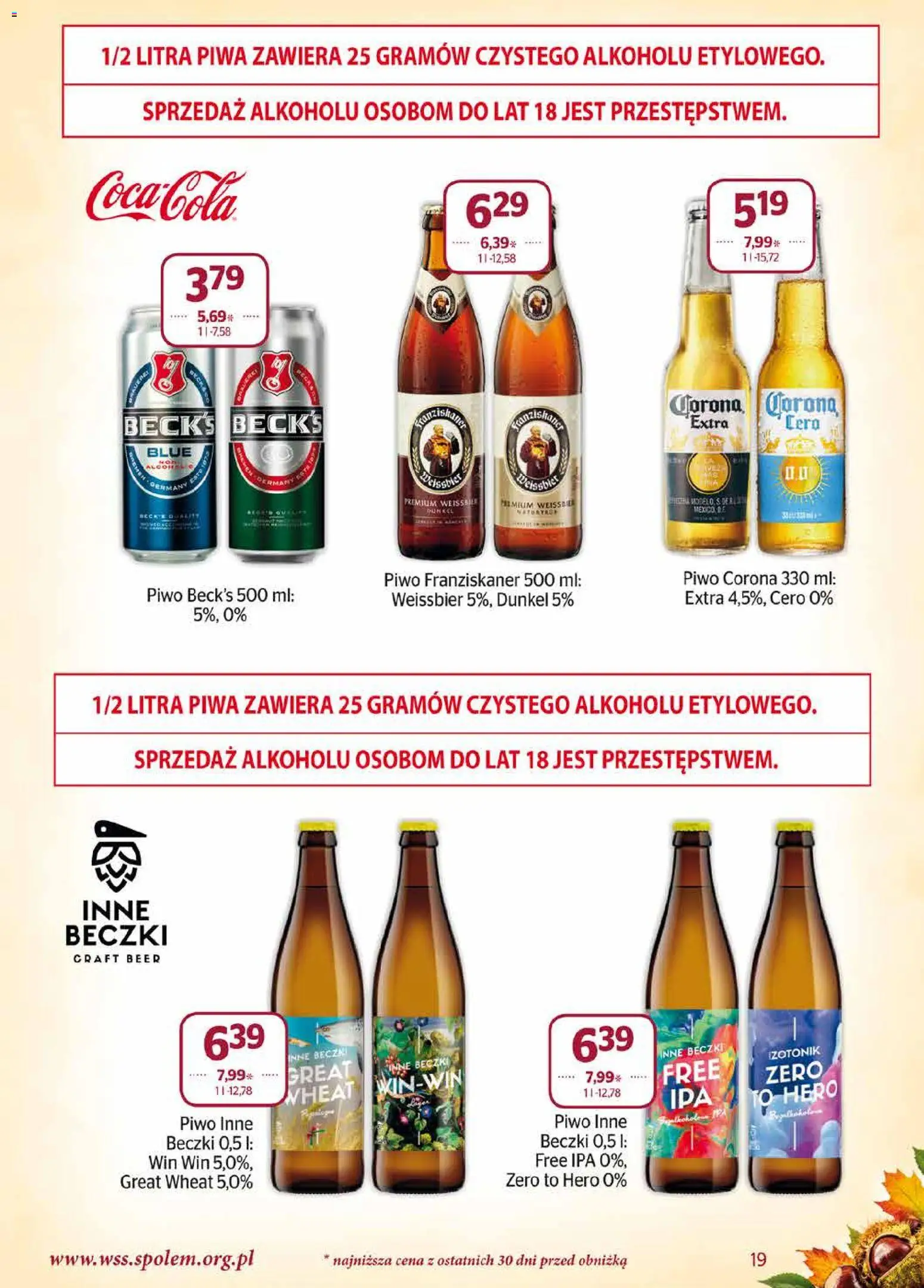 Społem gazetka od 01.10.2026 | Strona: 19 | Produkty: Piwo Corona, Piwo