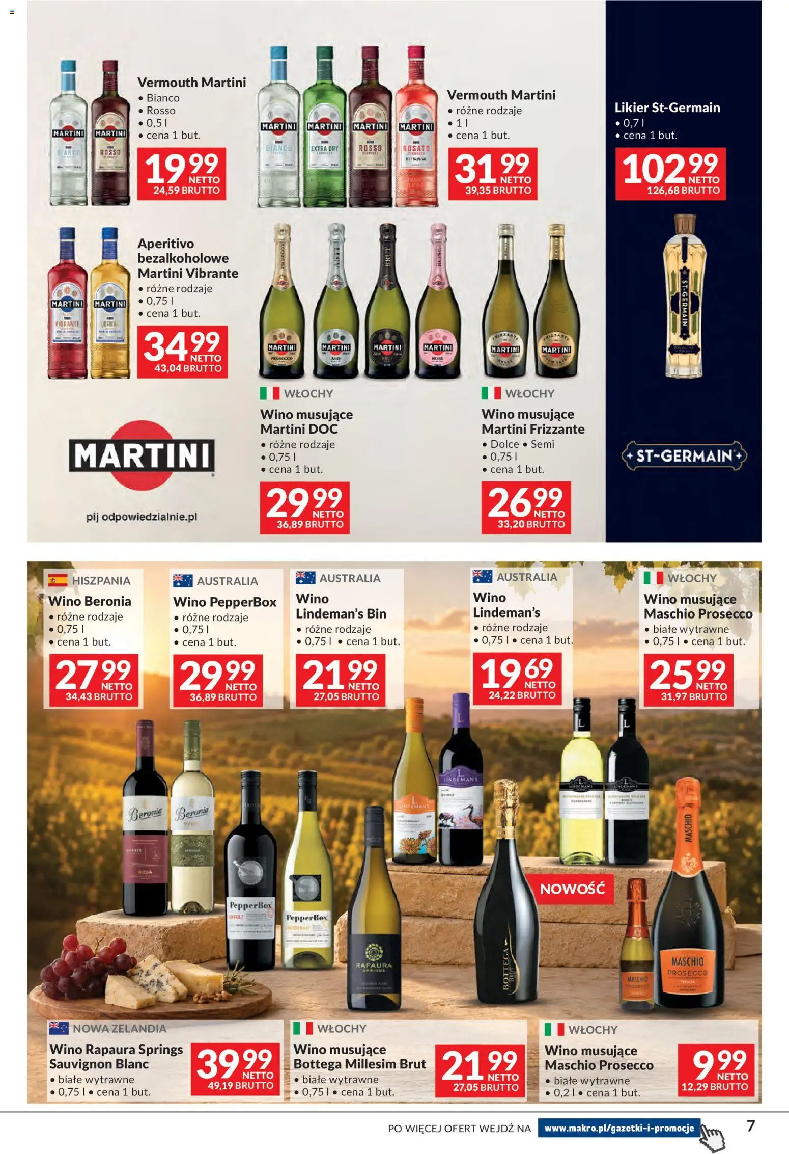 Makro gazetka - Sery, Wędliny, Wina od 01.09.2026 | Strona: 7 | Produkty: Wino musujące martini, Wino, Sauvignon Blanc, Martini Bianco