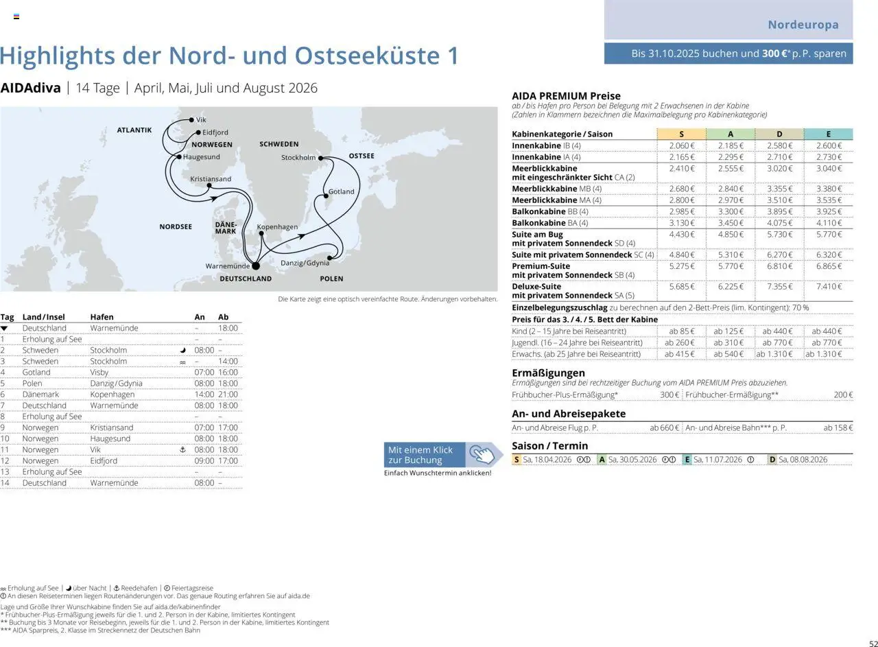 Aida Sommer 2026 – gültig ab 01.03.2026 | Seite: 52 | Produkte: Bett