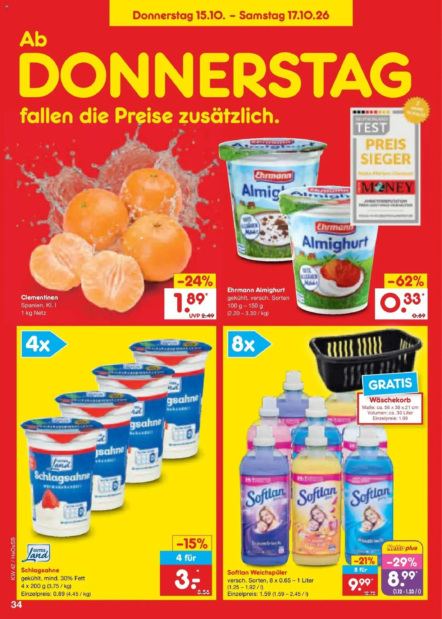 Netto Marken-Discount Prospekt Rostock – gültig ab 12.10.2026 | Seite: 48 | Produkte: Ehrmann almighurt, Schlagsahne, Weichspüler, Sahne