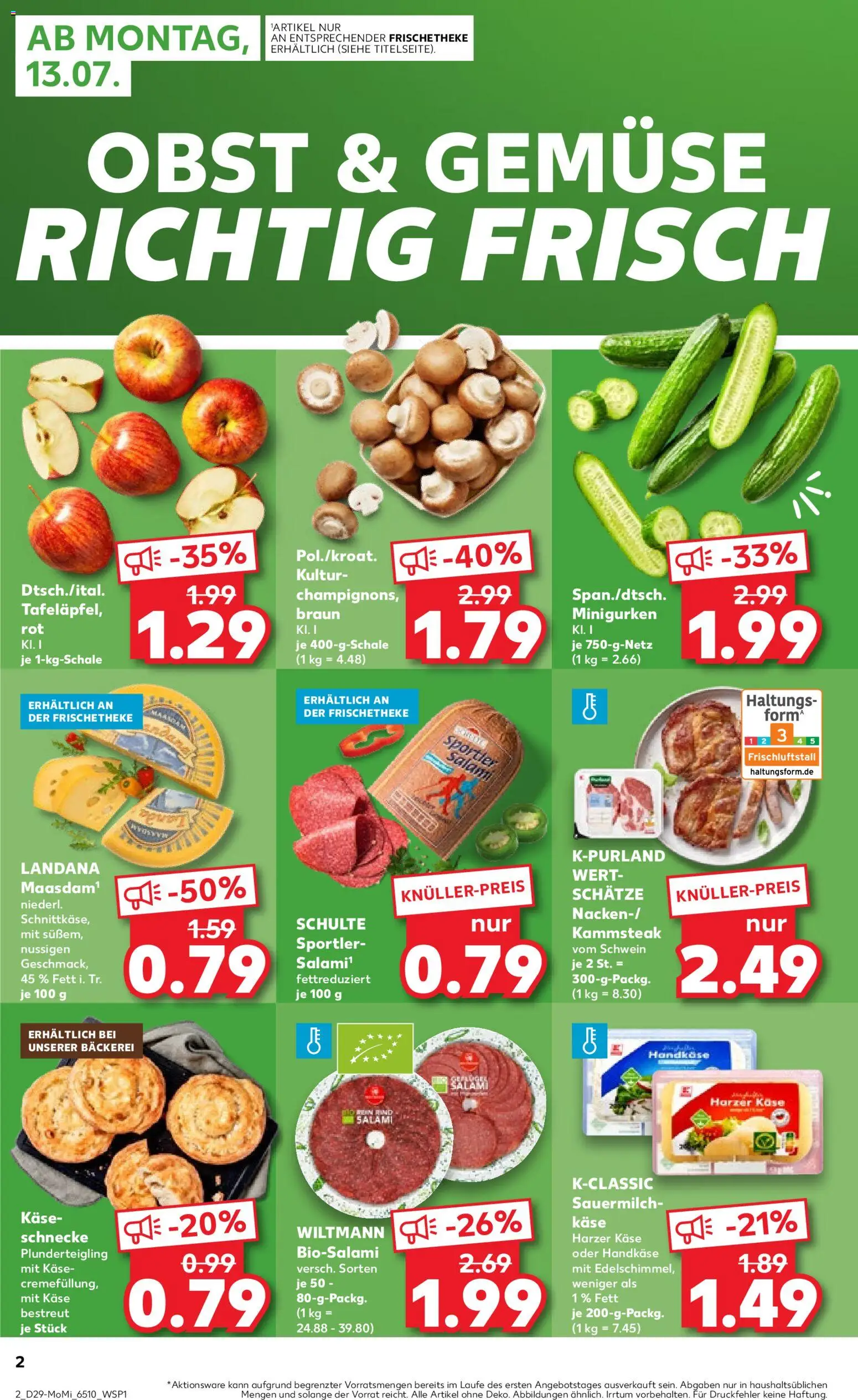 Kaufland Německo leták - Köln od 13.07.2026 | Strana: 2 | Produkty: Forma, Handkäse, Kaše