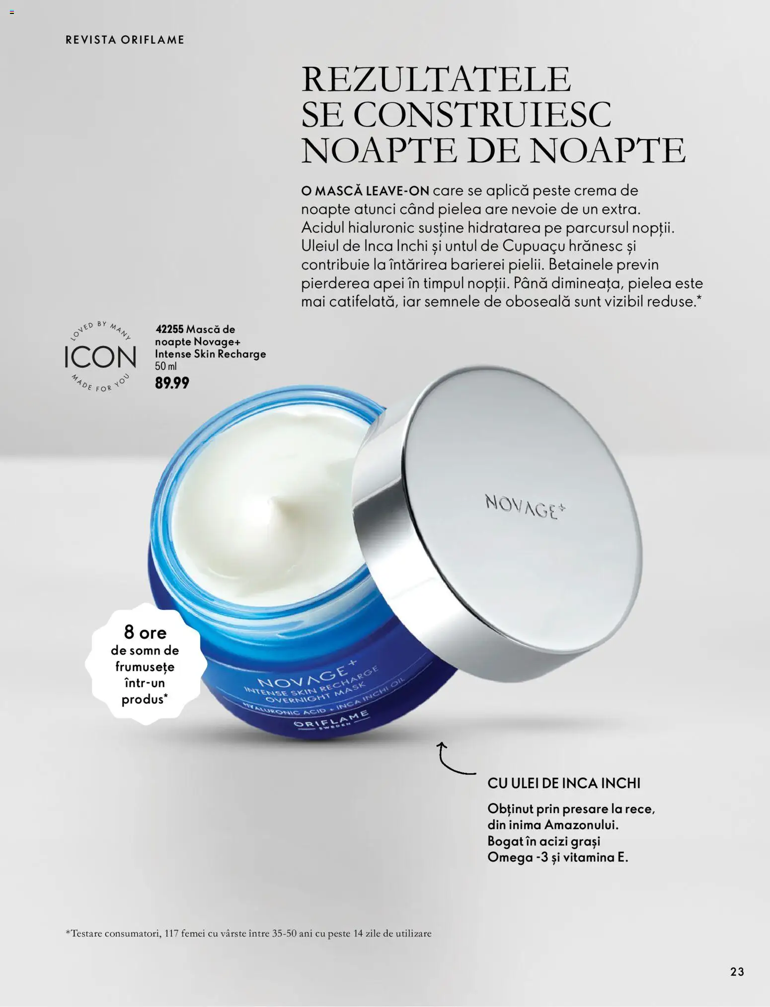 Noul catalog Oriflame – valabil de la 30.09.2026 | Pagină: 23 | Produse: Cremă de noapte, Aplică, Omega, Pește
