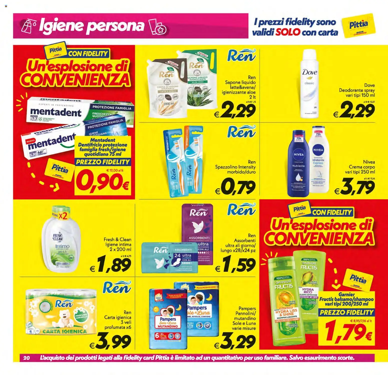 Volantino SuperConveniente del 19/06/2026 | Pagina: 20 | Prodotti: Crema, Carta igienica, Spazzolino, Olio