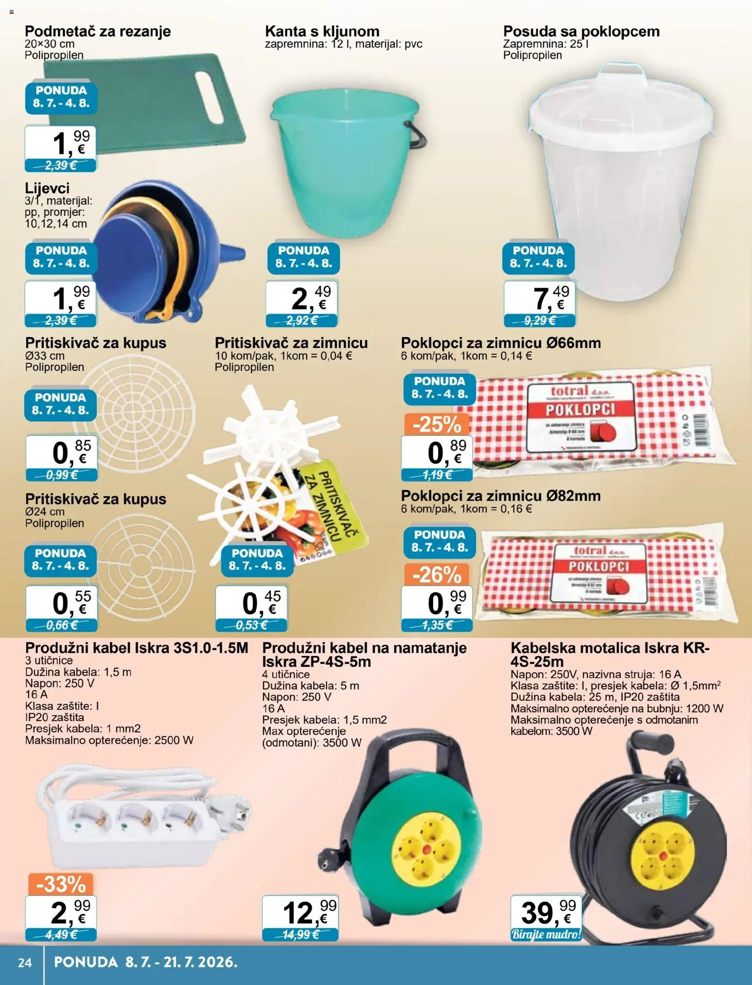 KTC katalog | vrijedi od 08.07.2026 | Stranica: 14 | Proizvodi: Kabelska motalica, Kupus, Kabel