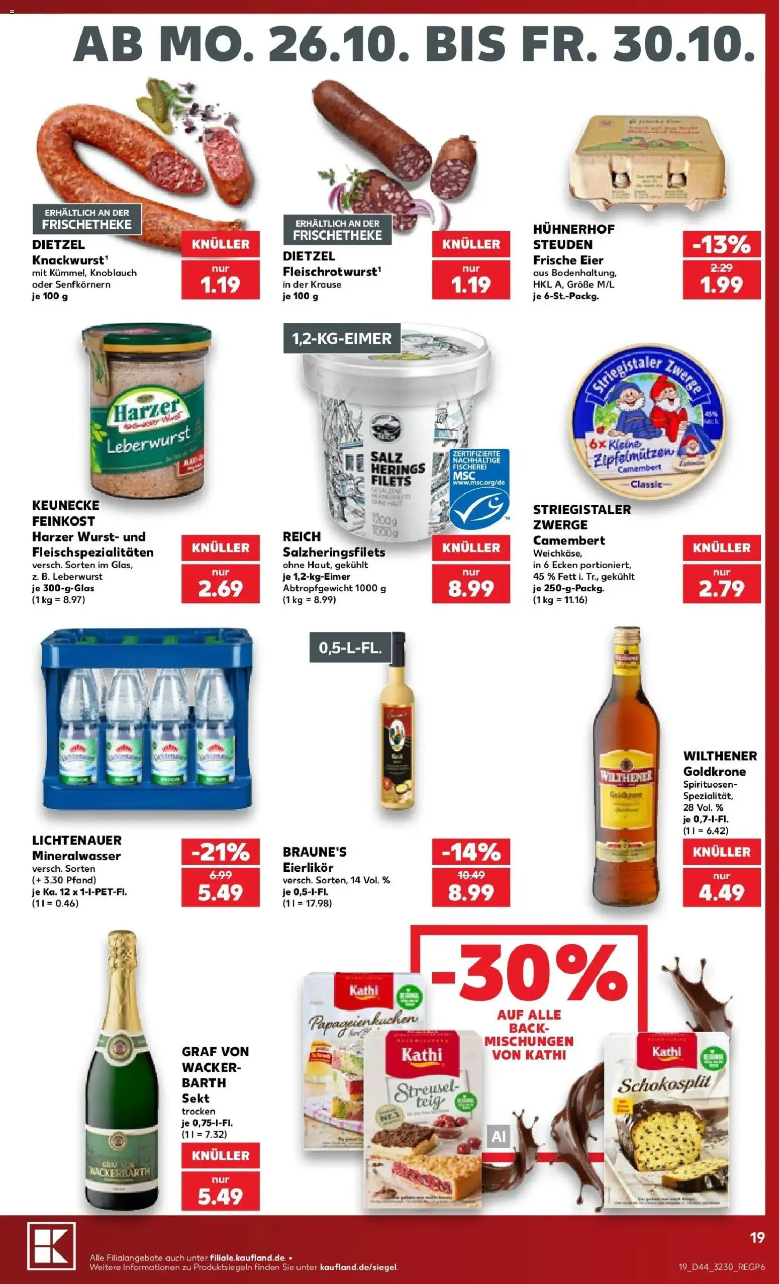 Prospekt Kaufland ab 26.10.2026 » Angebote Online zum Blättern | Seite: 19 | Produkte: Camembert, Salz, Wurst, Knoblauch