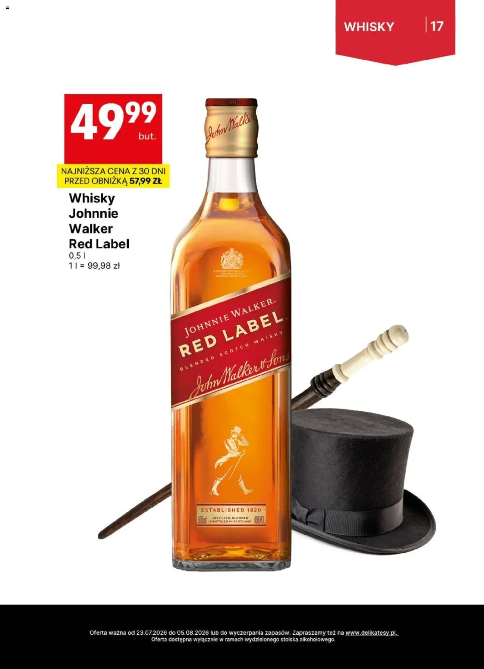 Delikatesy Centrum gazetka - DeliBarek od 23.07.2026 | Strona: 17 | Produkty: Red label, Whisky