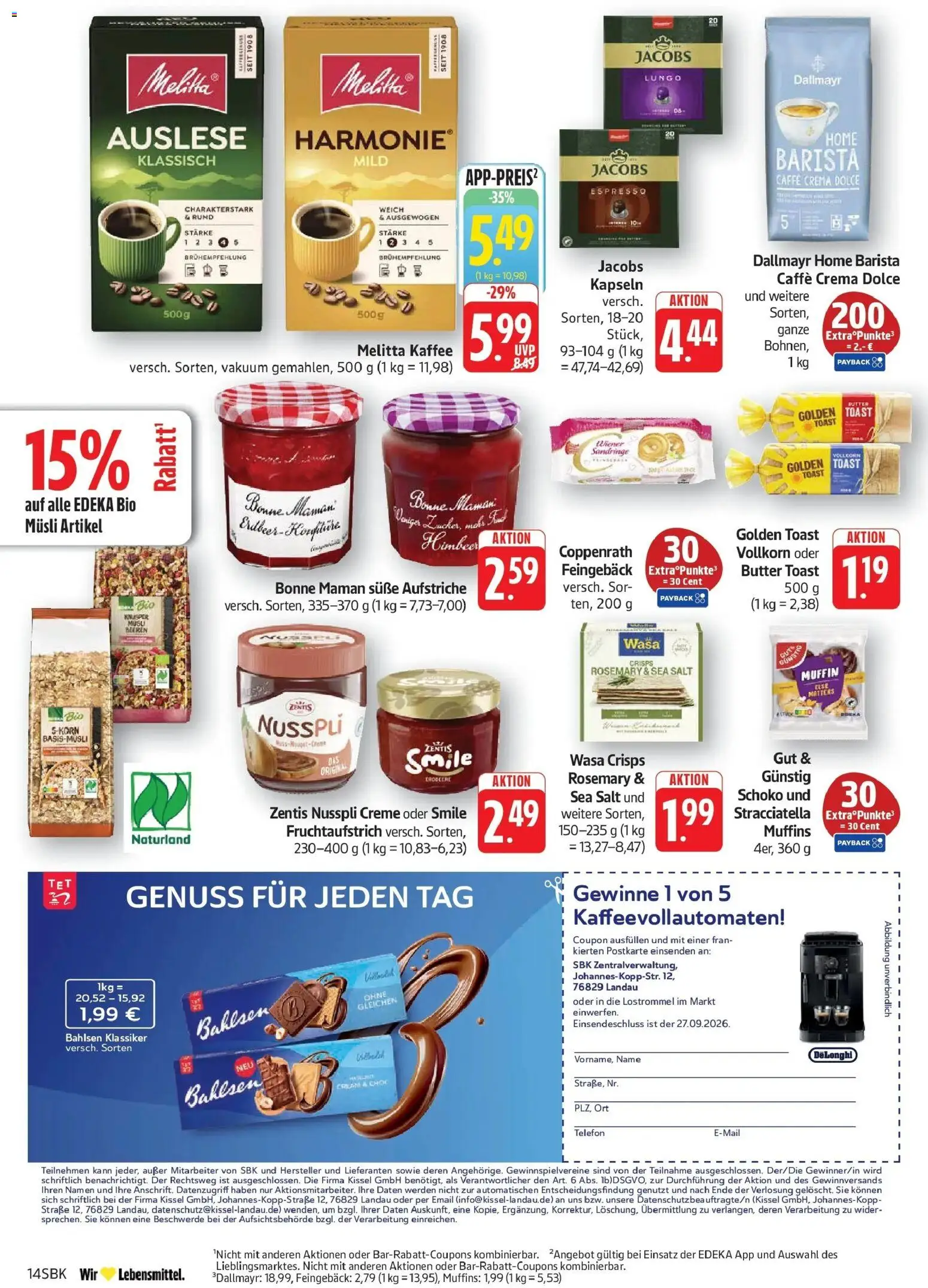 Edeka Prospekt Bad Bergzabern (ab 07.09.2026) » Angebote Online | Seite: 14 | Produkte: Musli, Creme, Dallmayr, Bonne maman