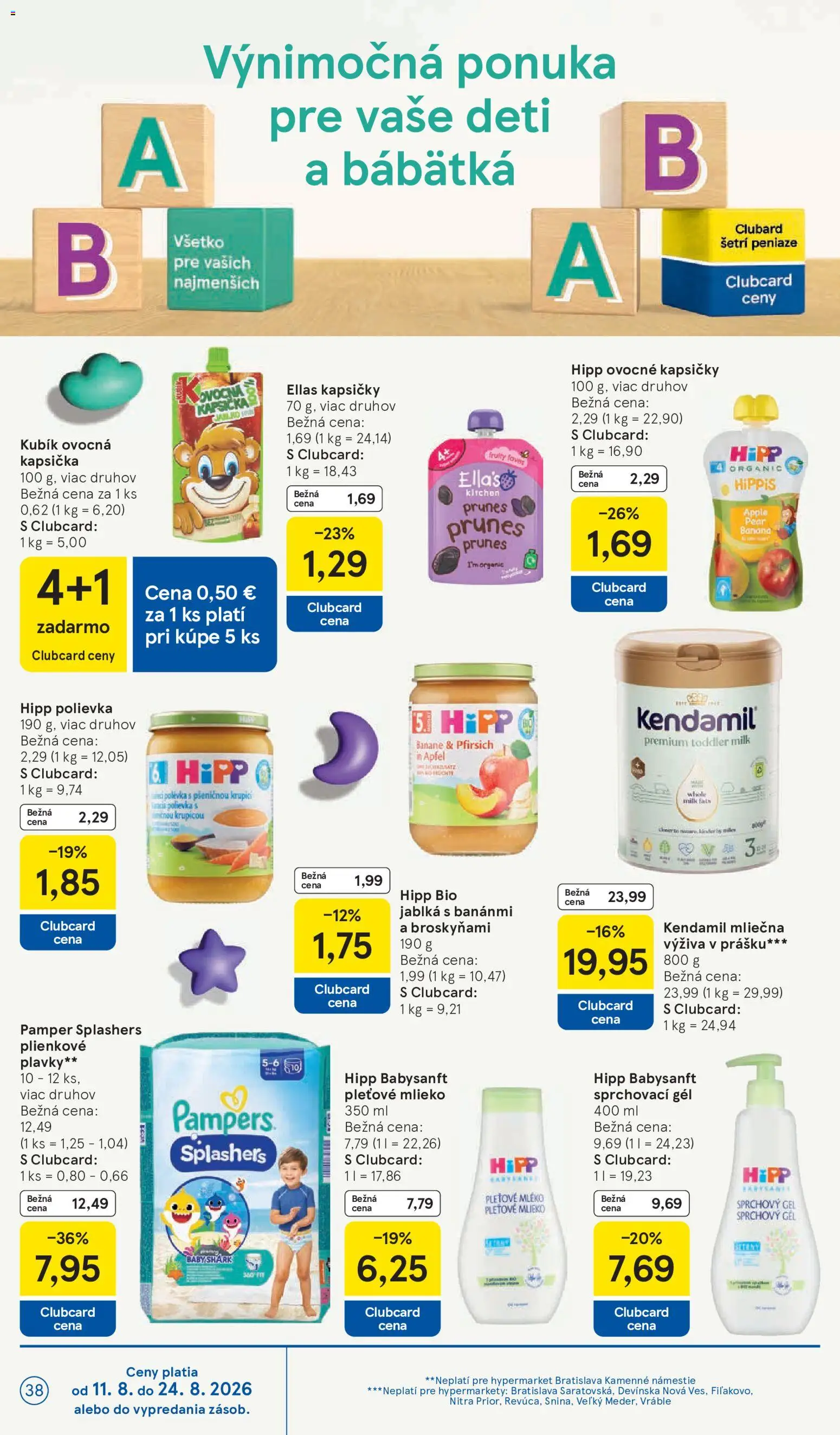 Nové Tesco akcie – leták je platný od 12.08.2026 | Strana: 38 | Produkty: Apple, Plavky, Kapsičky, Pampers