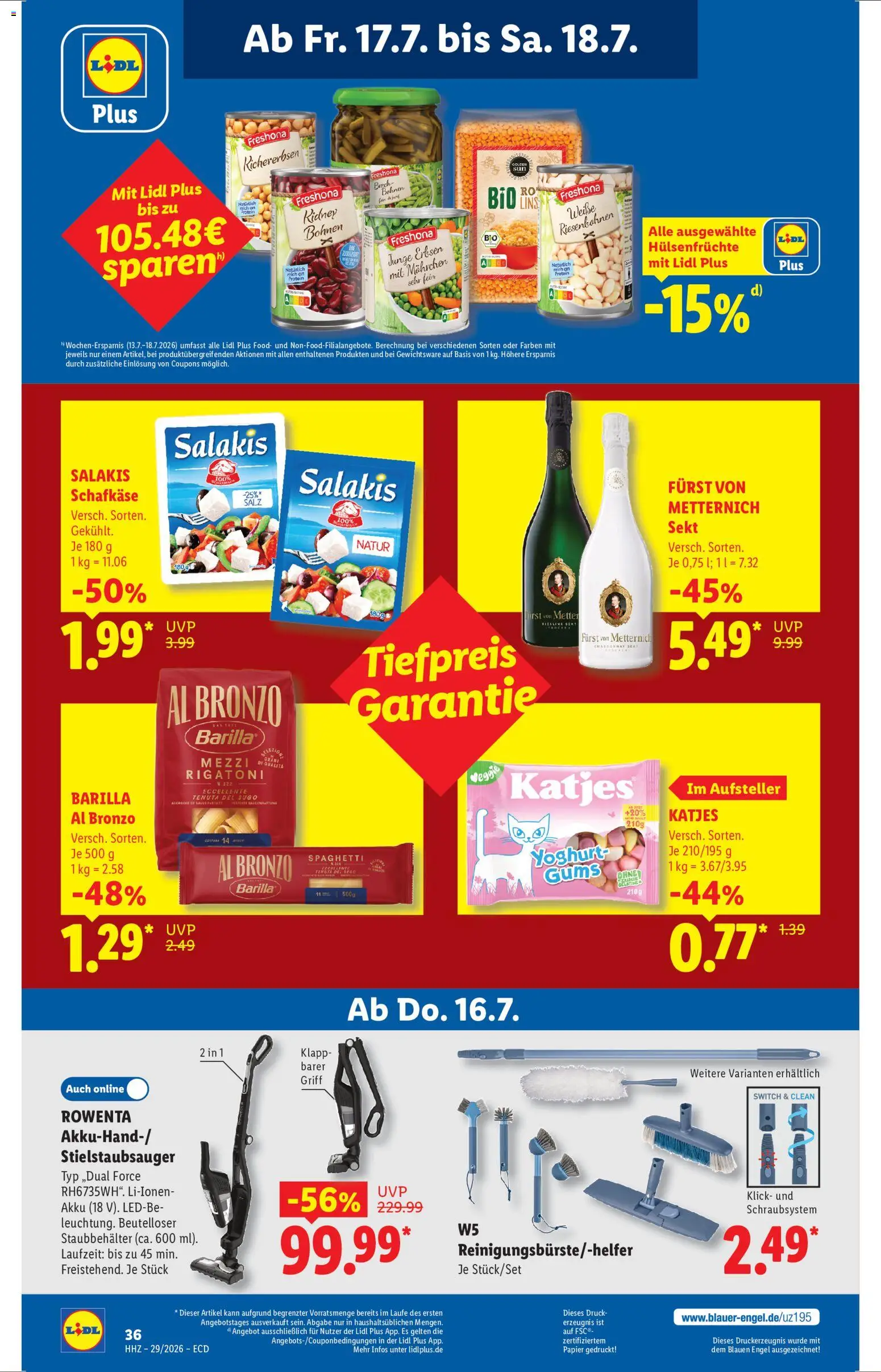 Lidl Prospekt – gültig ab 13.07.2026 | Seite: 72 | Produkte: Barilla, Katjes, Salakis, Erbsen