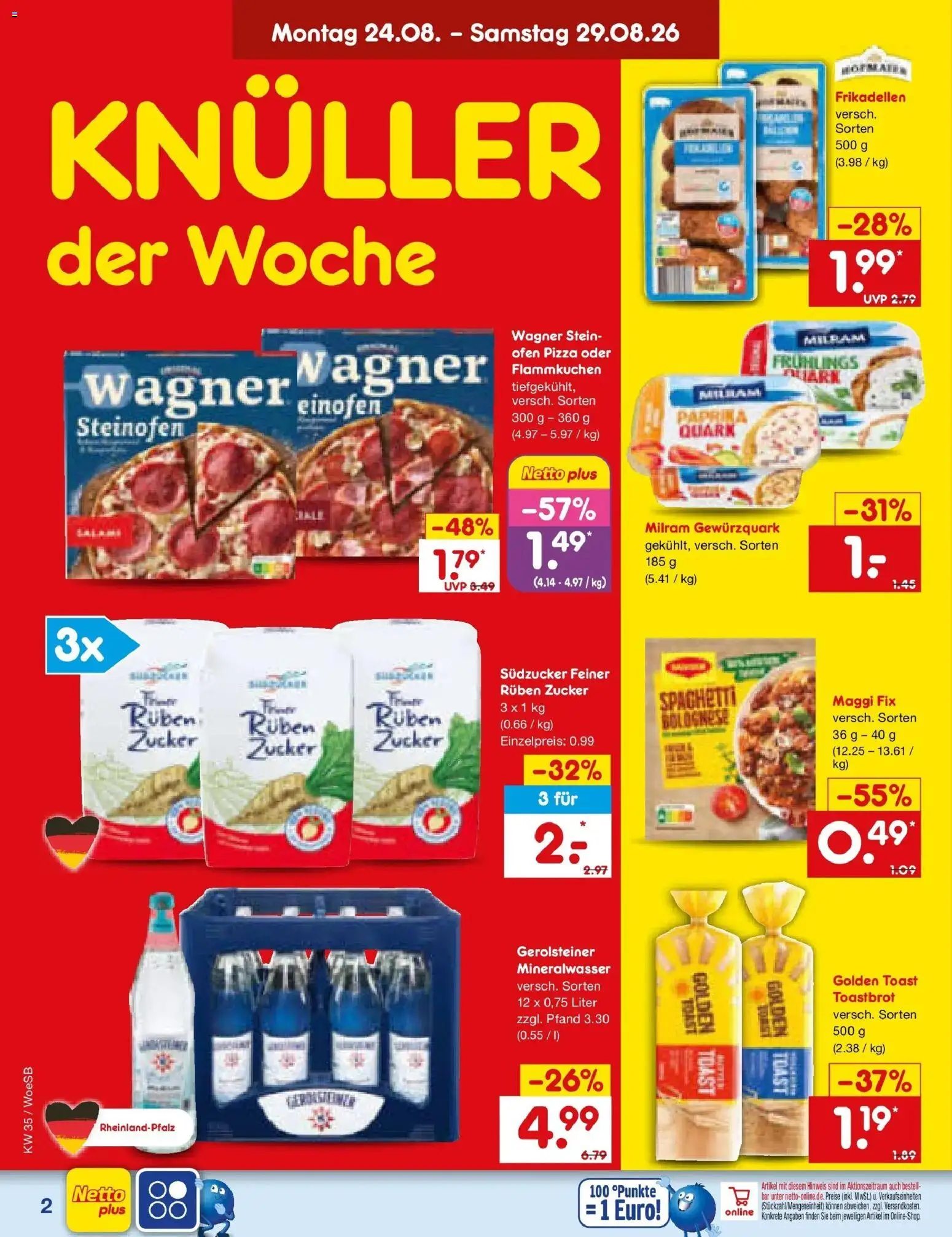Netto Marken-Discount Prospekt Gemmingen (ab 24.08.2026) » Angebote | Seite: 2 | Produkte: Quark, Mineralwasser, Maggi fix, Gerolsteiner