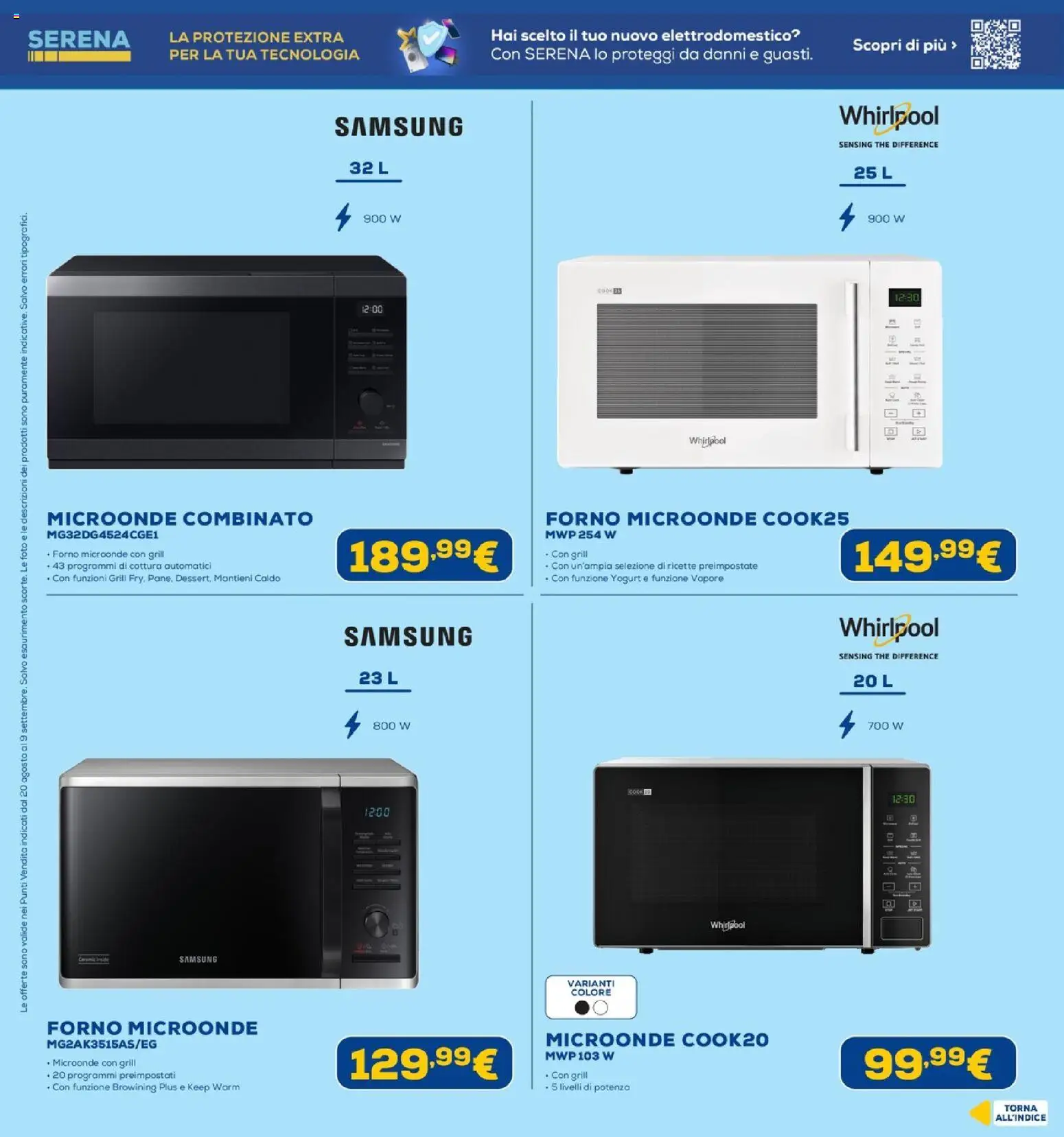 Volantino Euronics del 20/08/2026 | Pagina: 20 | Prodotti: Microonde, Yogurt, The, Forno