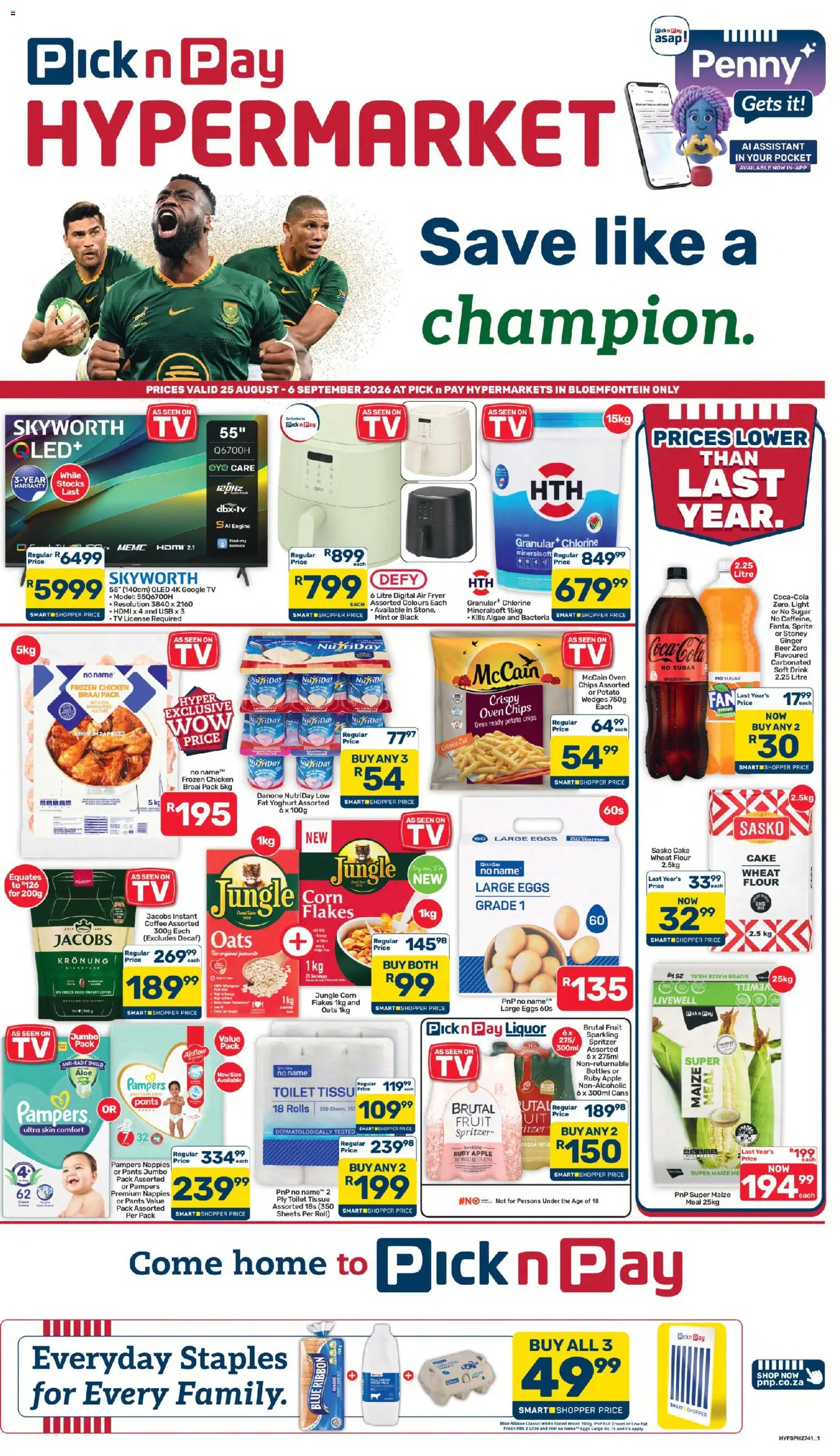 New Pick n Pay catalogue – valid from 25/08/2026 | Page: 1 | Products: Oven, Maize meal, Air fryer, Light
