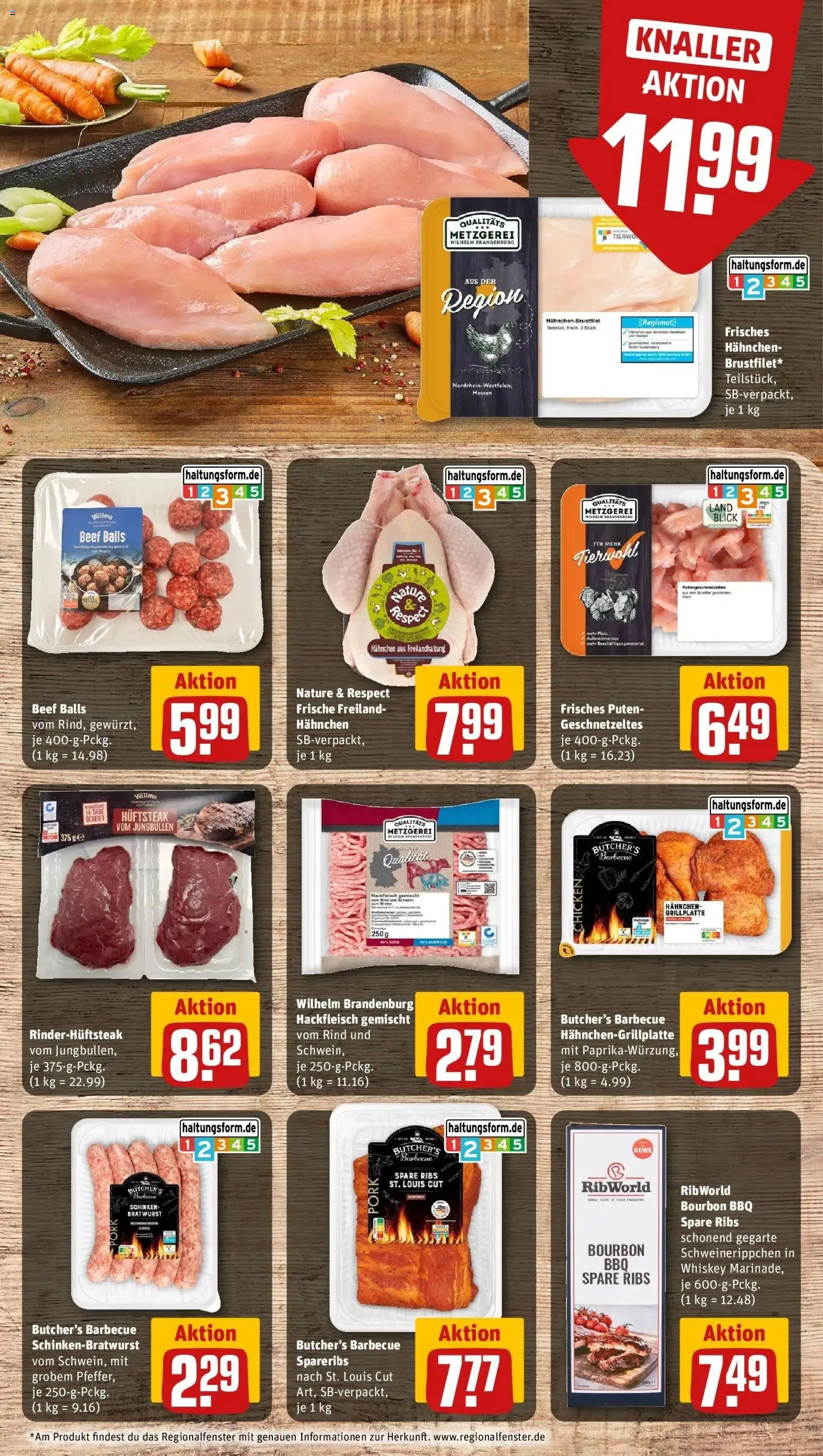 REWE Prospekt ab 17.08.2026 zum Blättern » Angebote | Seite: 11 | Produkte: Spare ribs, Schinken, Whiskey, Hackfleisch