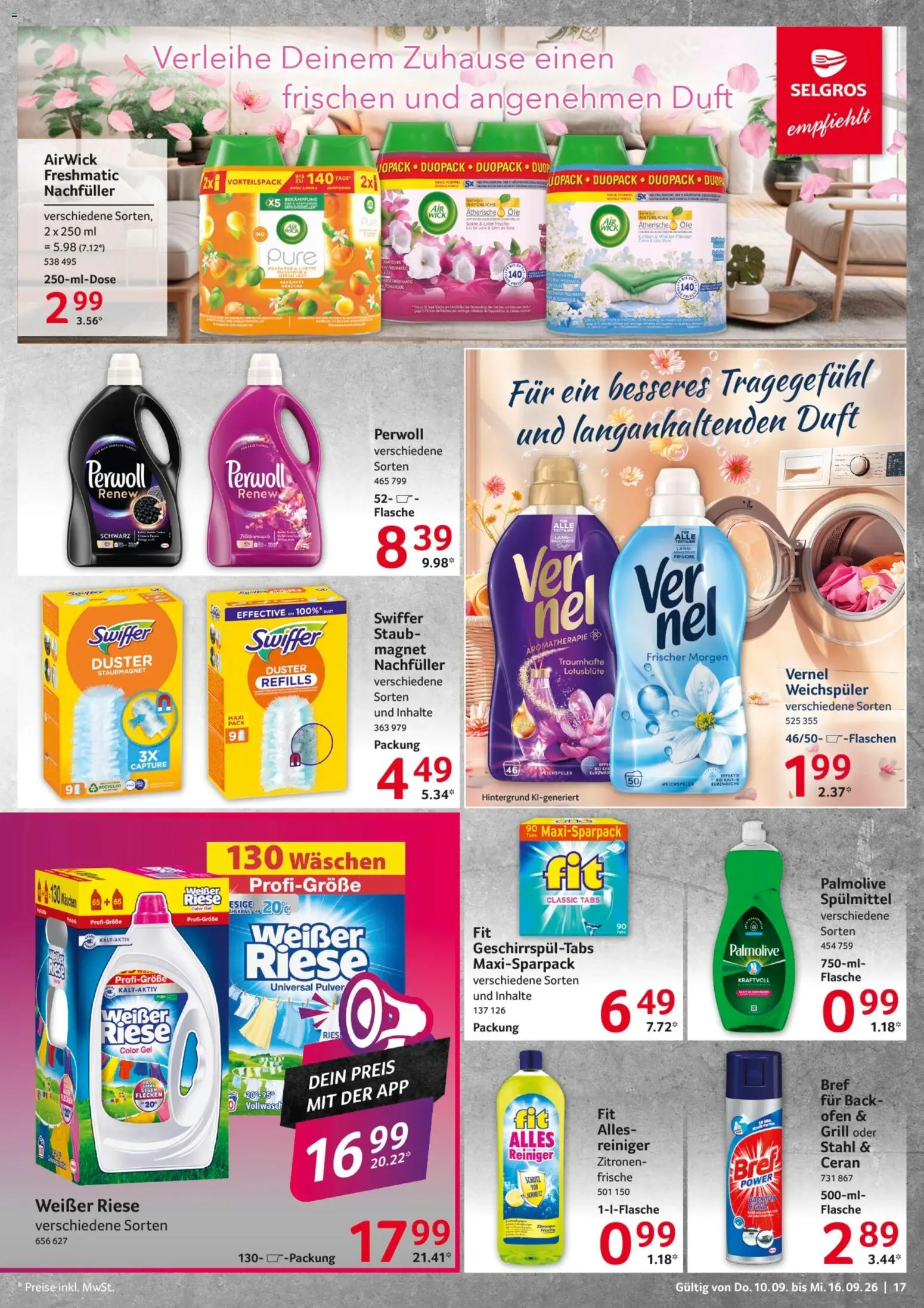 Selgros Prospekt – gültig ab 10.09.2026 | Seite: 17 | Produkte: Duft, Perwoll, Swiffer, Zitronen