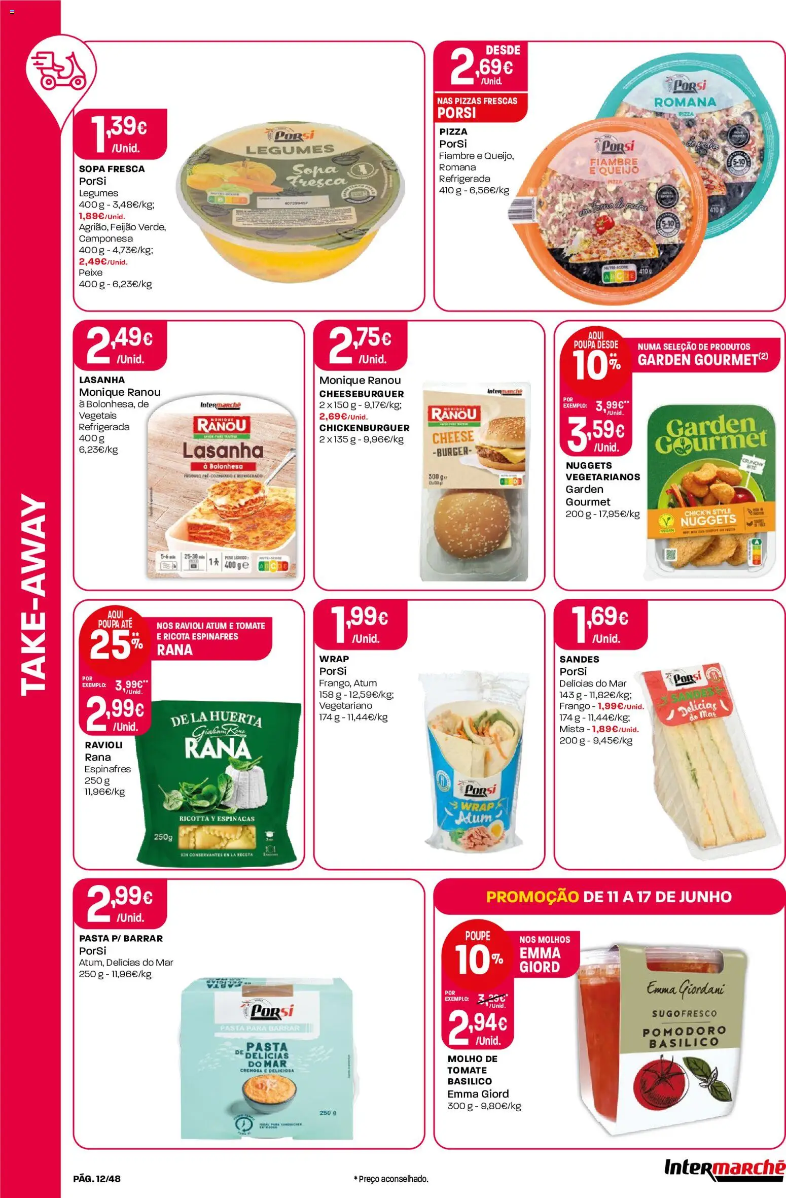 Intermarché folheto │ válido de 11.06.2026 | Página: 12 | Produtos: Atum, Lasanha, Pizza, Tomate