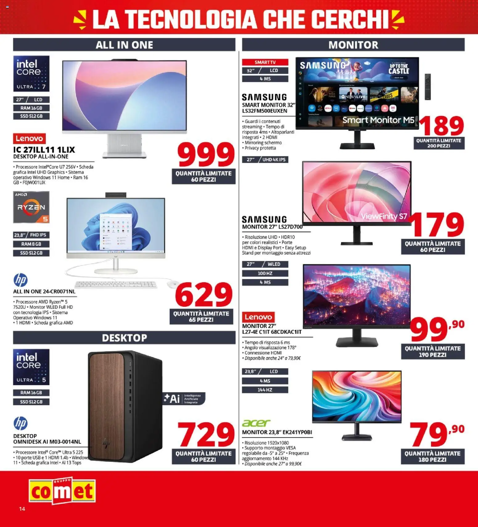 Volantino Comet del 24/09/2026 | Pagina: 14 | Prodotti: Schermo, Monitor, USB, Samsung
