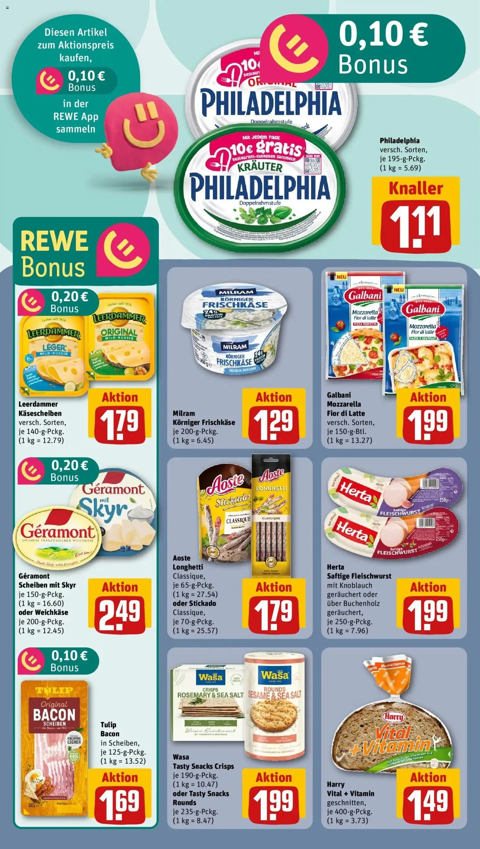 Rewe Prospekt Lippstadt / Bad Waldliesborn – gültig ab 08.06.2026 | Seite: 10 | Produkte: Mozzarella, Leerdammer, Milram, Pizza