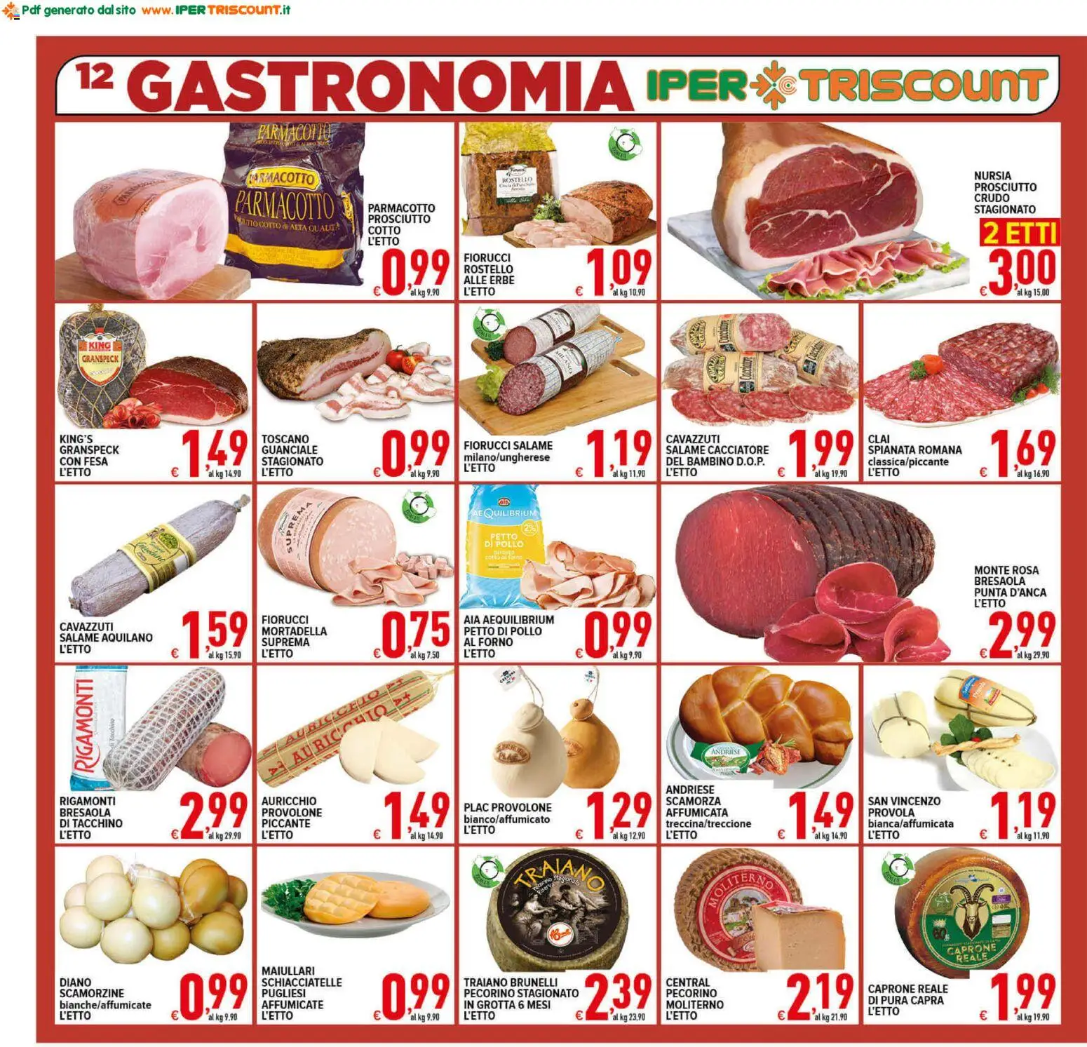 Volantino Ipertriscount del 02/09/2026 | Pagina: 12 | Prodotti: Petto di Pollo, Tacchino, Provola, Forno