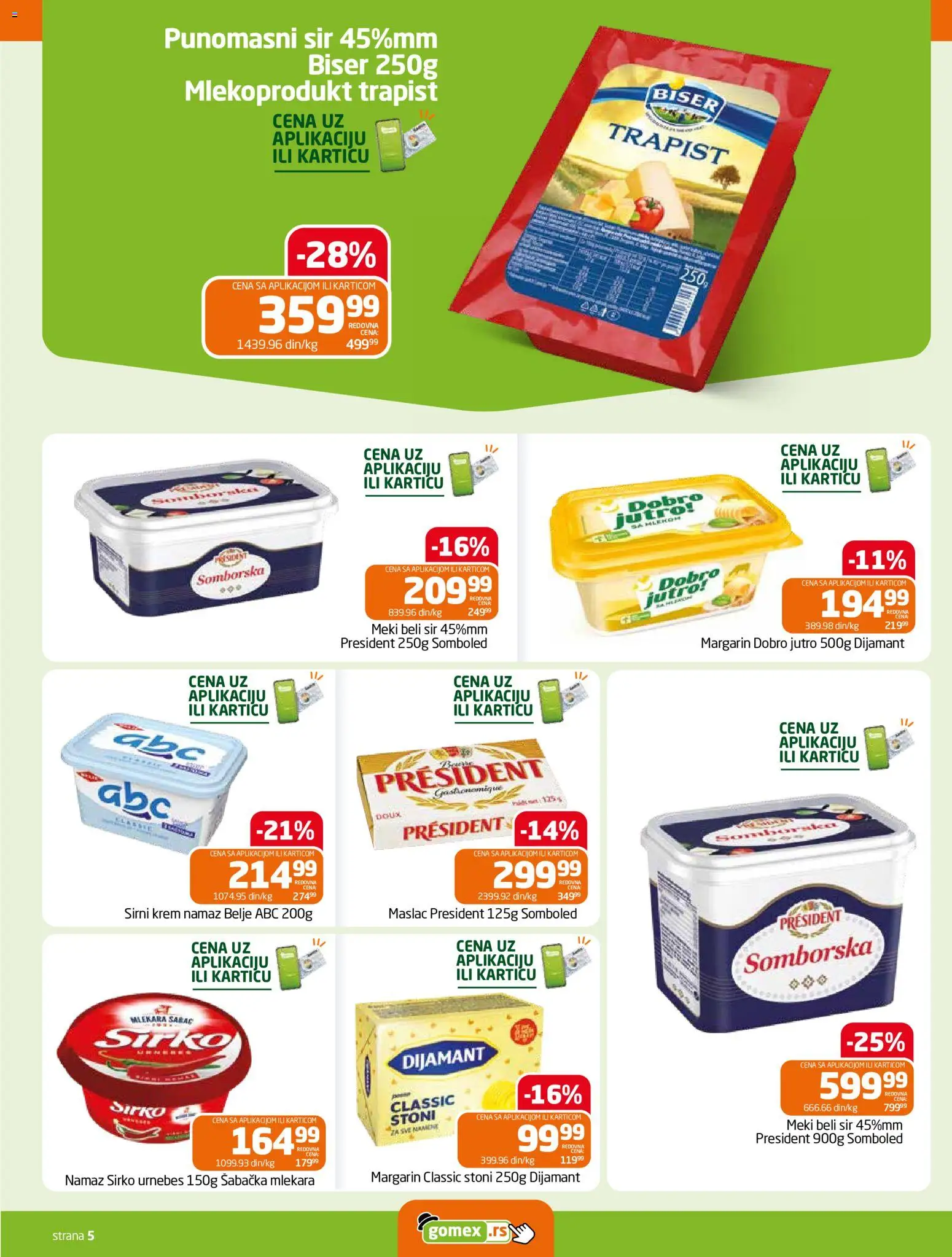 Gomex katalog - važi od 15.10.2026 | Strana: 5 | Proizvode: Namaz, Margarin, Beli sir, Krem