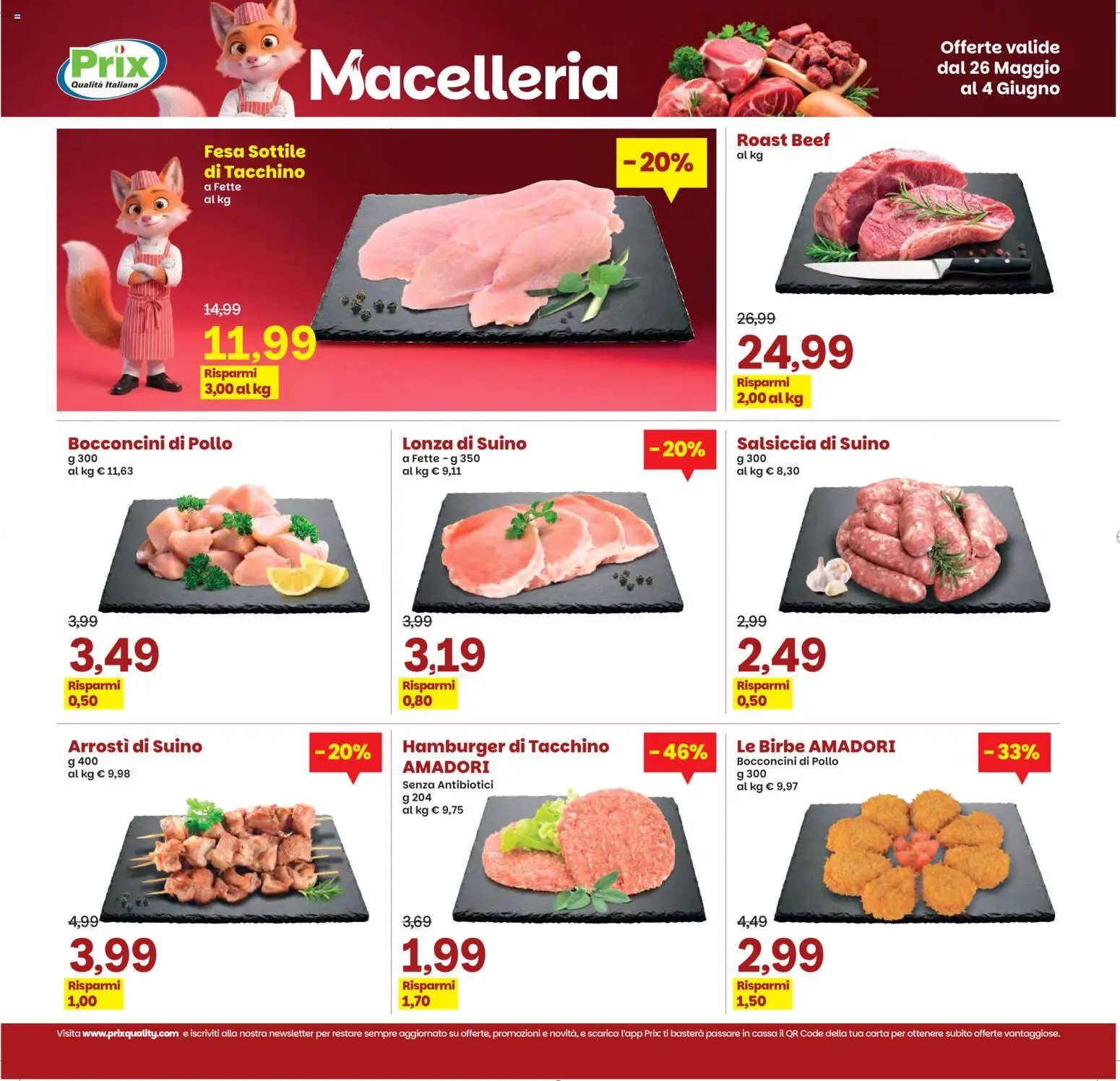 Volantino Prix del 26.05.2026 | Pagina: 5 | Prodotti: Pollo, Suino, Tacchino, Salsiccia