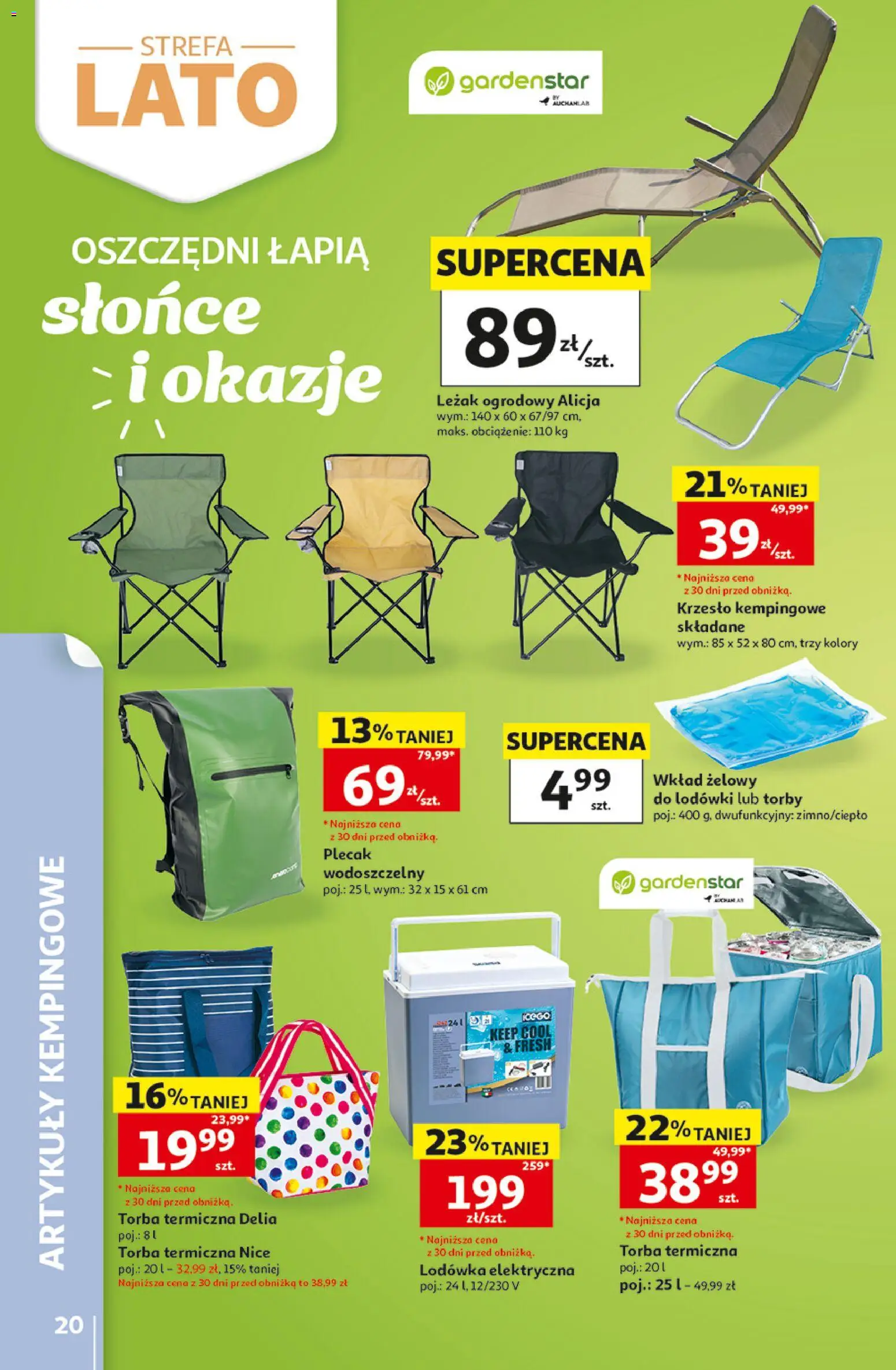 Auchan gazetka - 30 Lat Hipermarket od 18.06.2026 | Strona: 20 | Produkty: Torba, Lodówka, Torba termiczna, Leżak ogrodowy