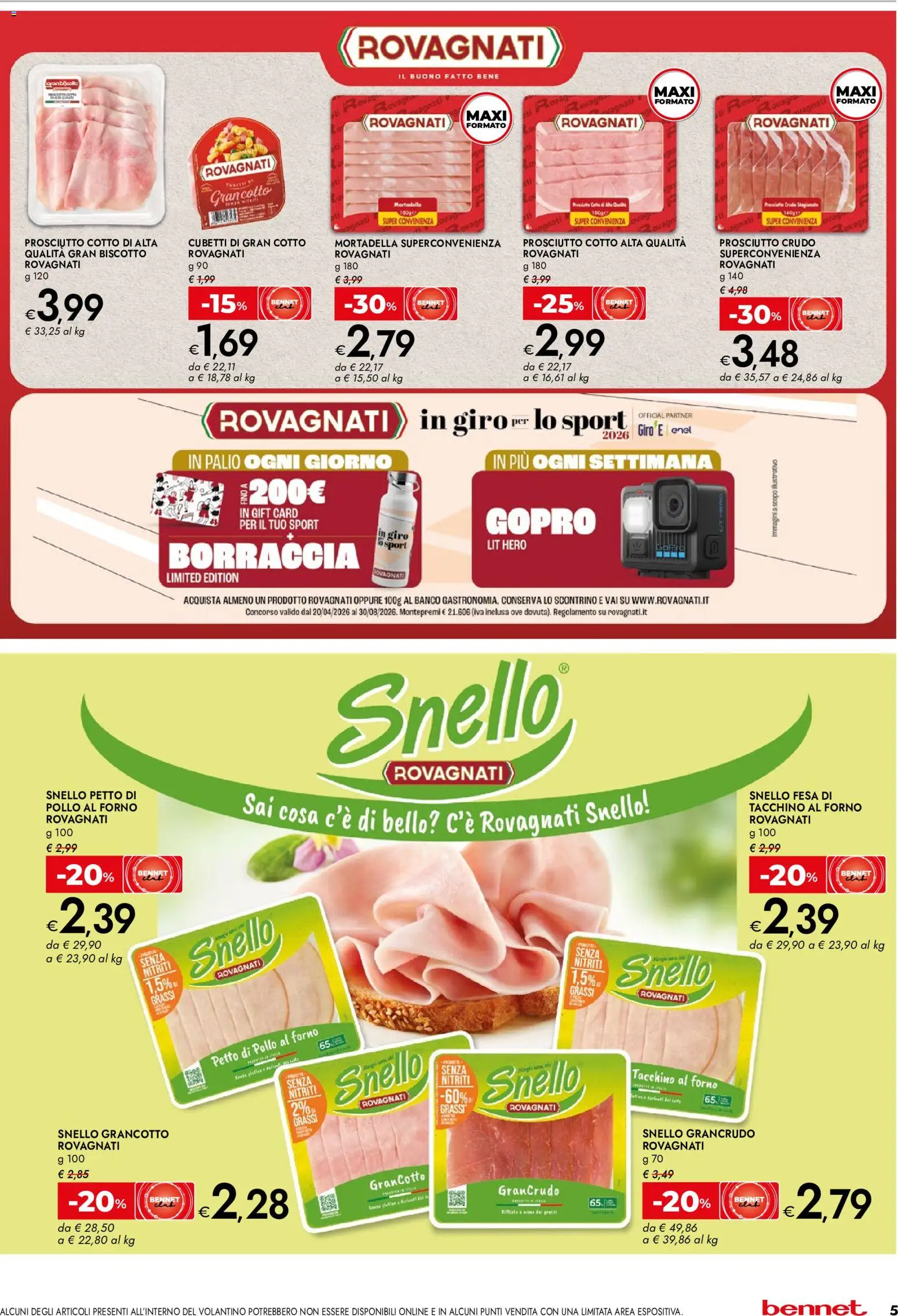 Volantino bennet del 20/08/2026 | Pagina: 5 | Prodotti: Prosciutto Cotto, Prosciutto, Mortadella, Forno