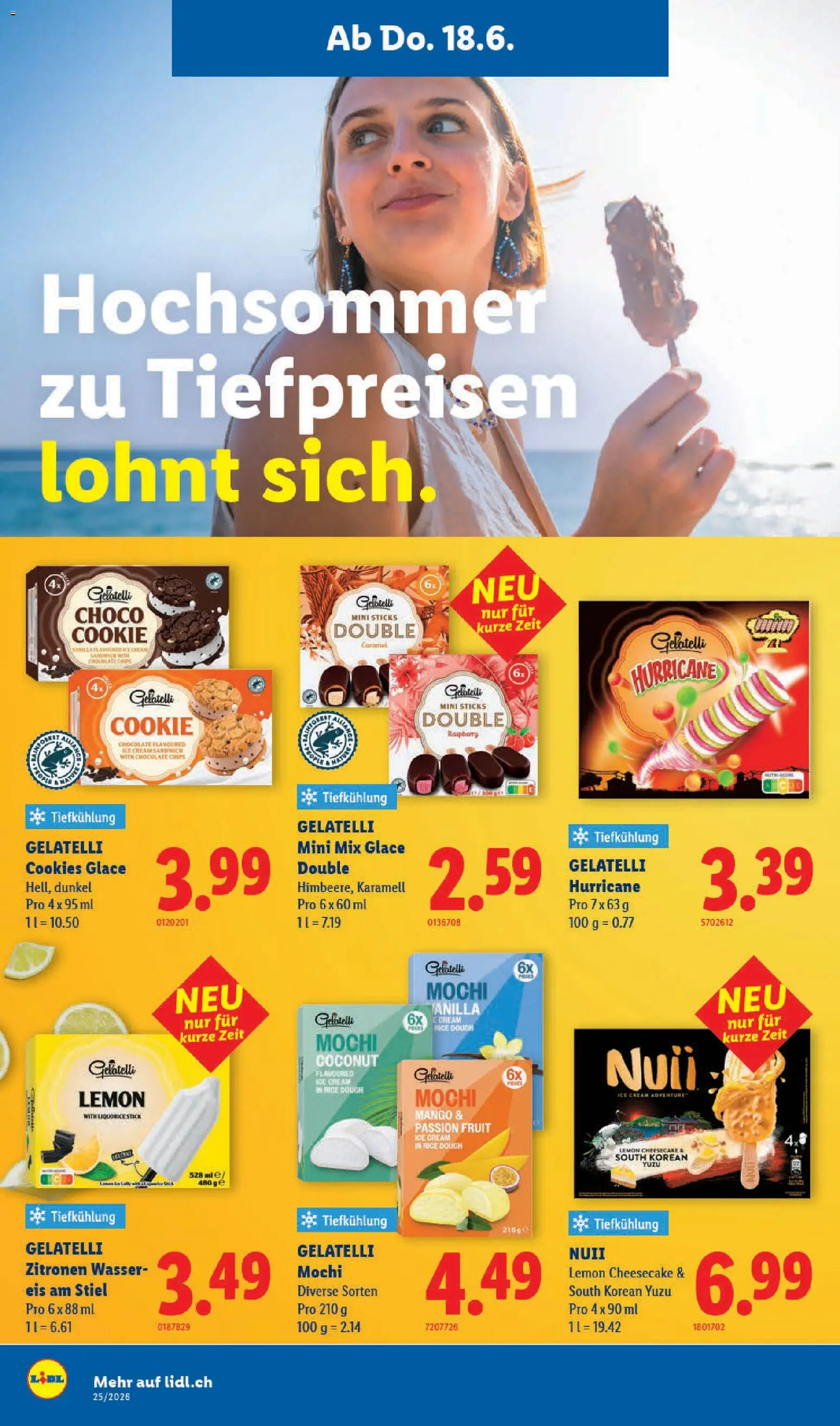 Lidl aktionen – gültig ab 18.06.2026 | Seite: 14 | Produkte: Chips, Mango, Eis, Wasser