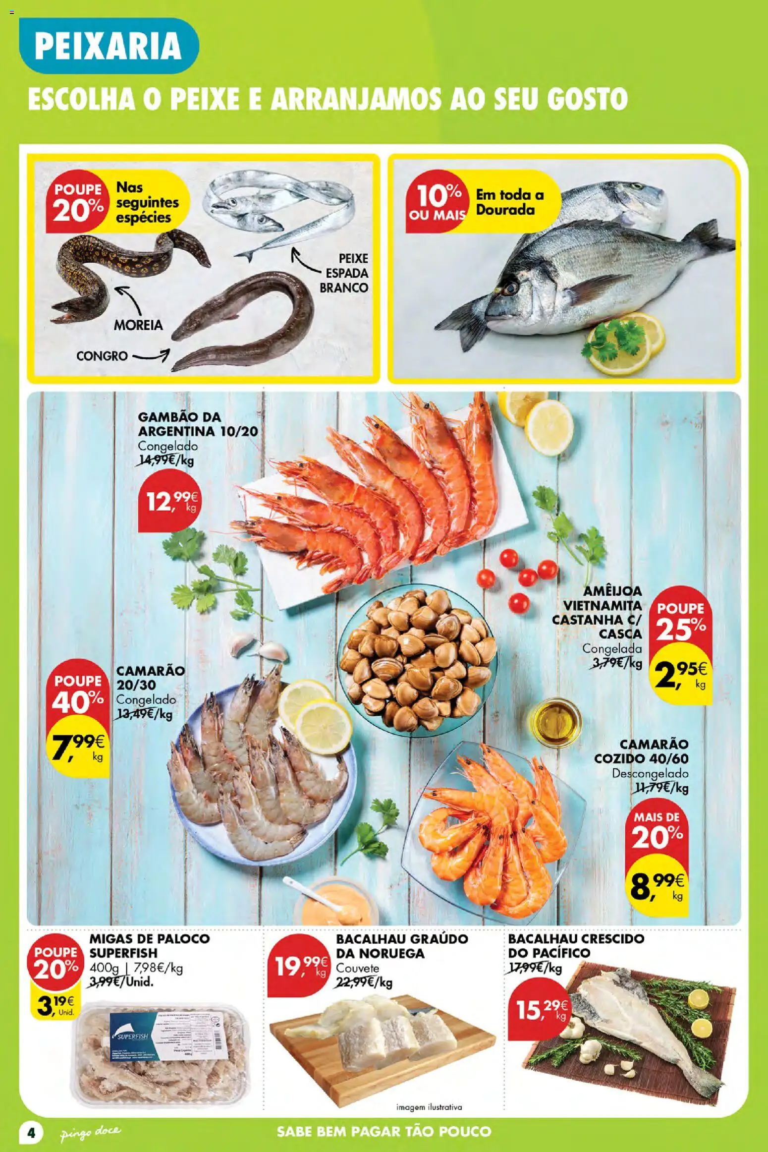 Pingo Doce Poupe Esta Semana Açores │ válido de 23/07/2026 | Página: 4 | Produtos: Dourada, Bacalhau, Camarão, Peixe