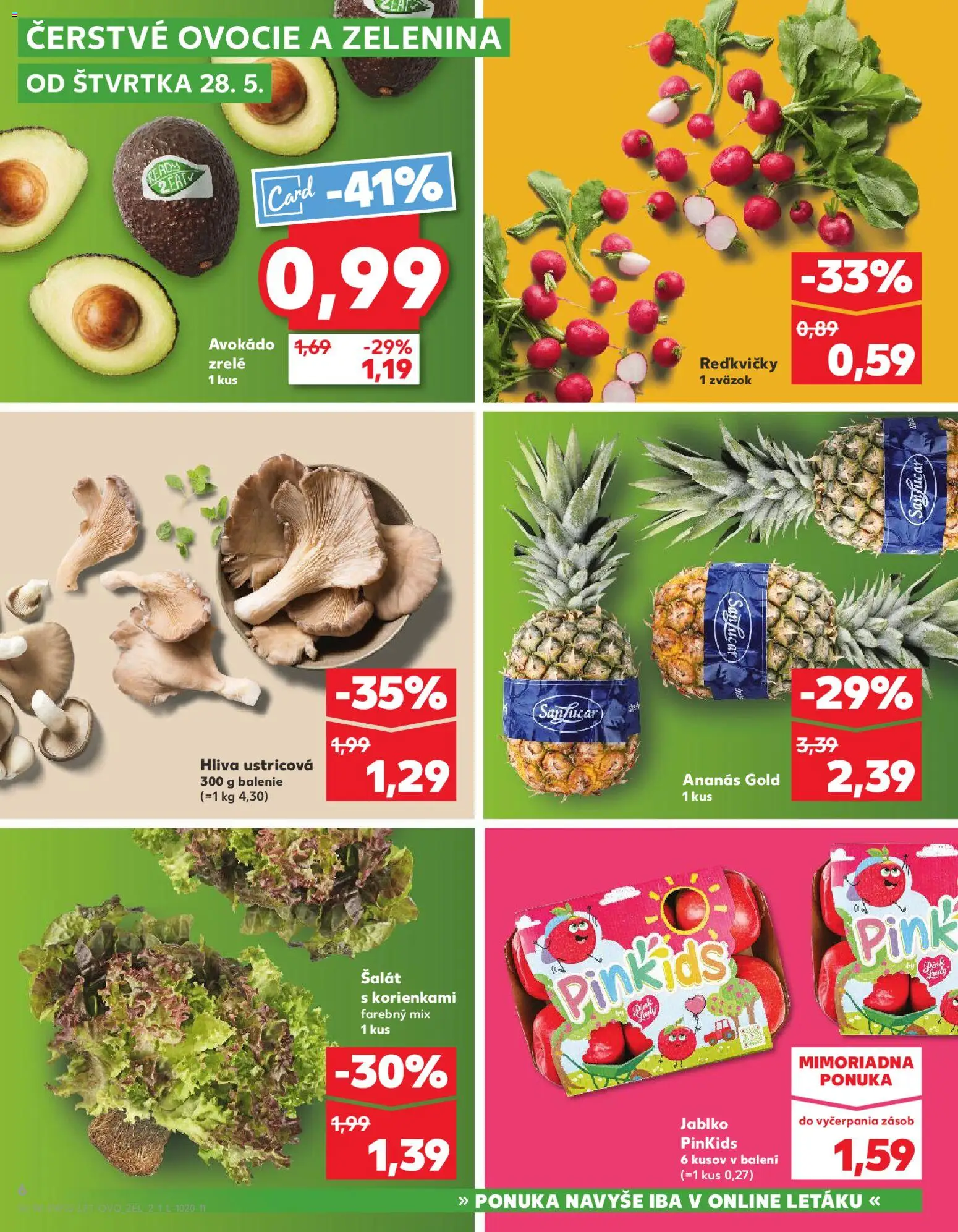 Nové Kaufland akcie – leták je platný od 28.05.2026 | Strana: 6 | Produkty: Apple, Šalát, Avokádo, Ovocie