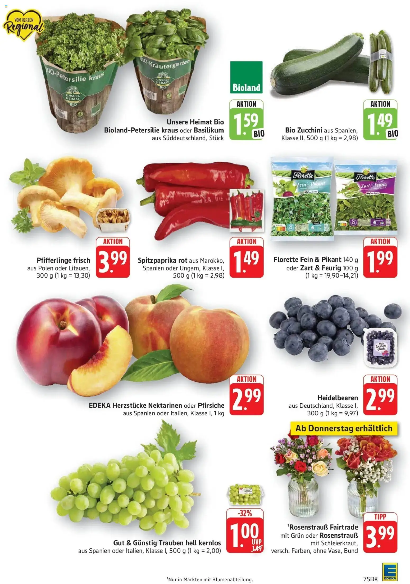 E center Prospekt Bruchsal (ab 24.08.2026) zum Blättern | Seite: 7 | Produkte: Nektarinen, Trauben, Heidelbeeren, Pfifferlinge