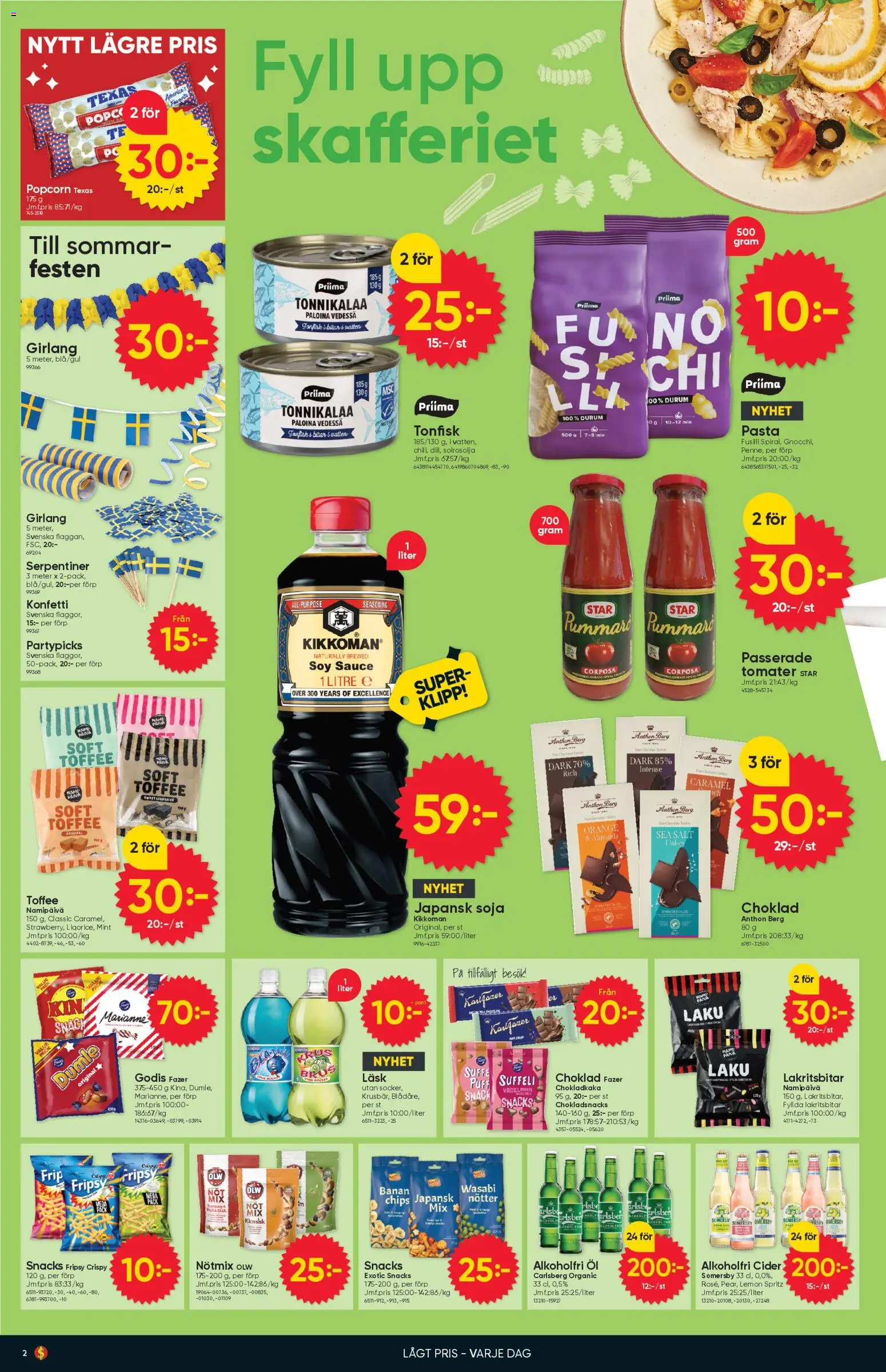 Dollar Store reklamblad aktuell från 27.04.2026 | Sida: 2 | Produkter: Chokladkaka, Cider, Tomater, Godis