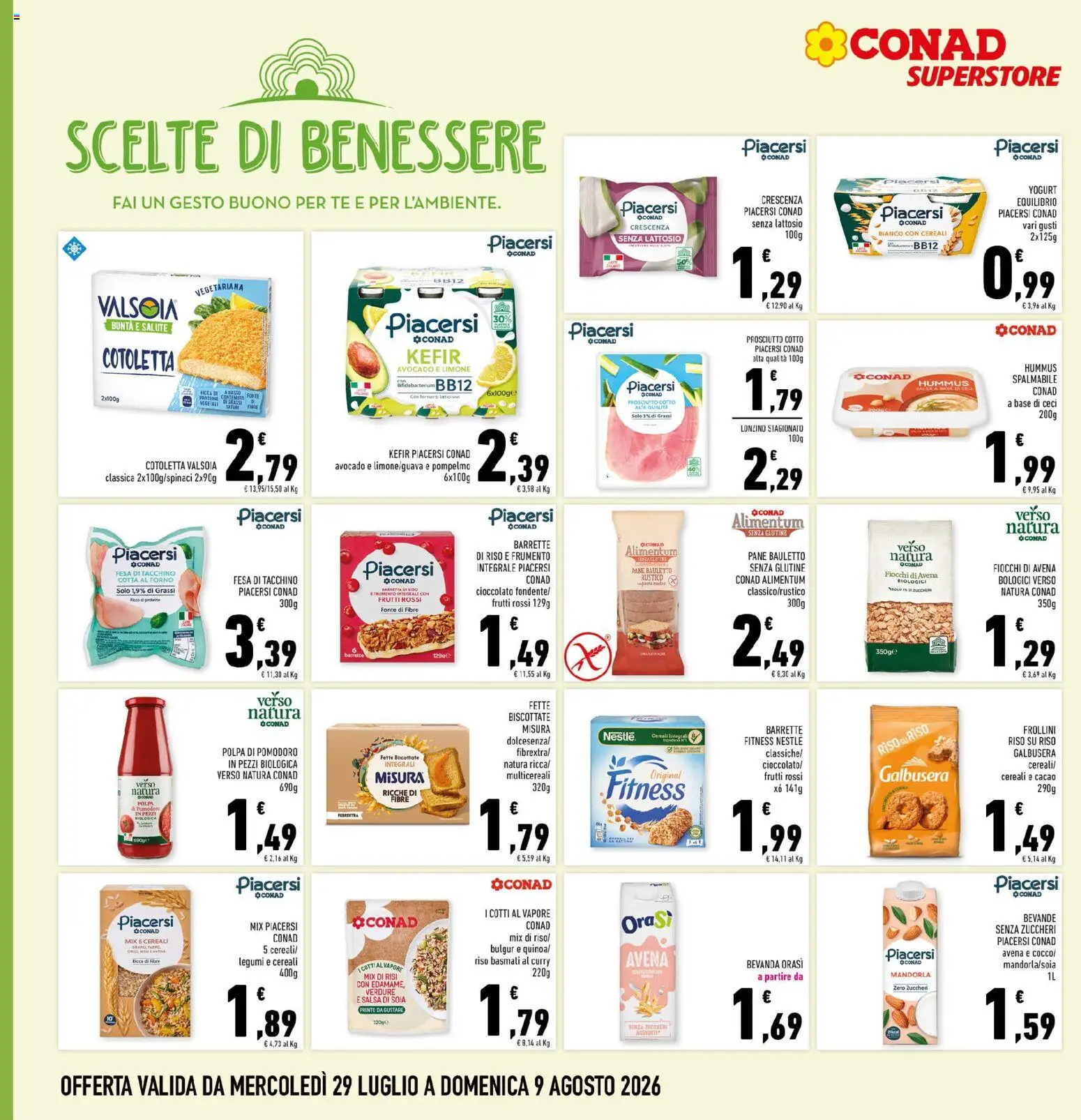 Volantino Conad del 29/07/2026 | Pagina: 18 | Prodotti: Cereali, Fiocchi, Tacchino, Bulgur
