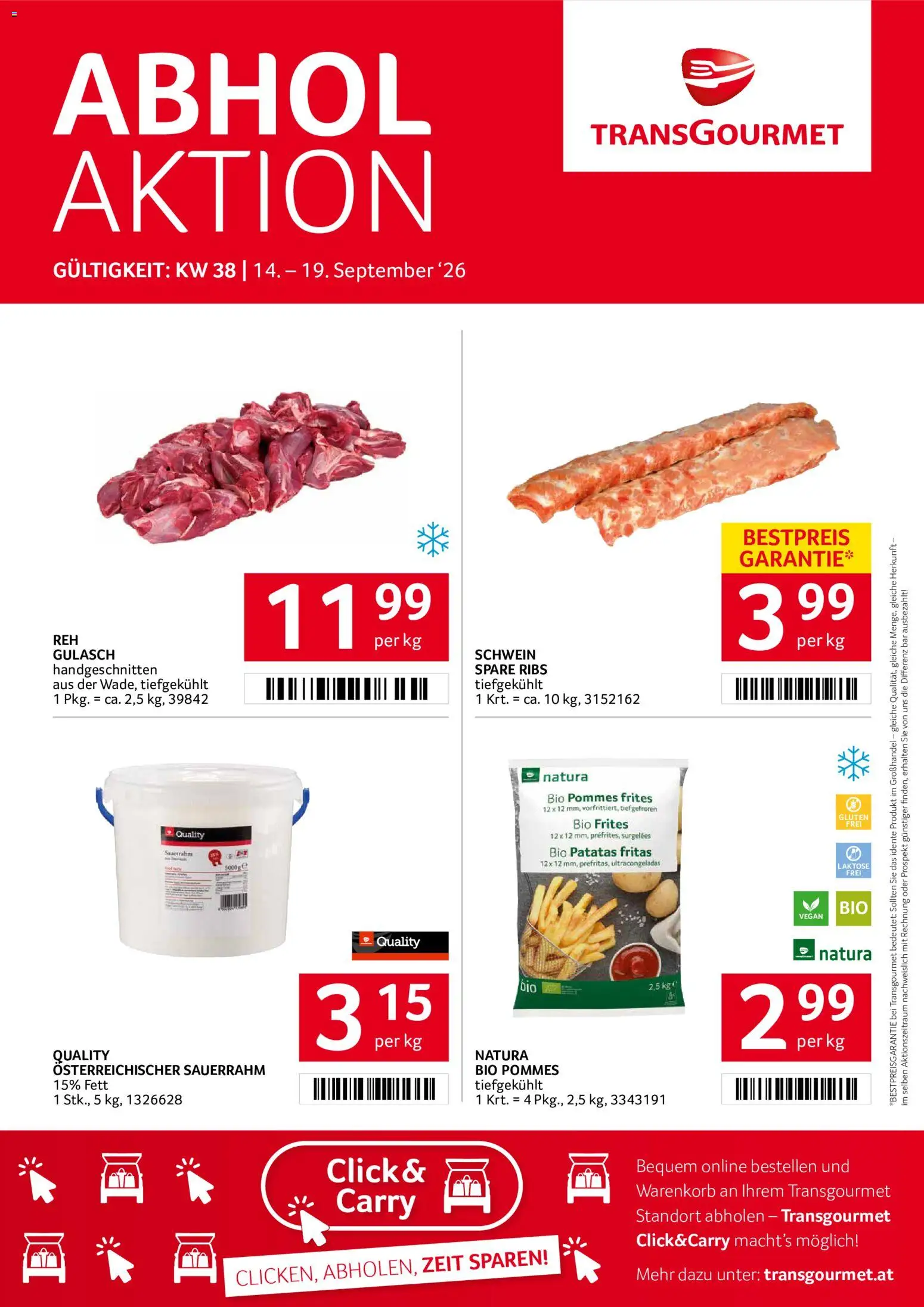 Transgourmet Flugblatt gültig ab 14.09.2026 | Seite: 1 | Produkte: Sauerrahm