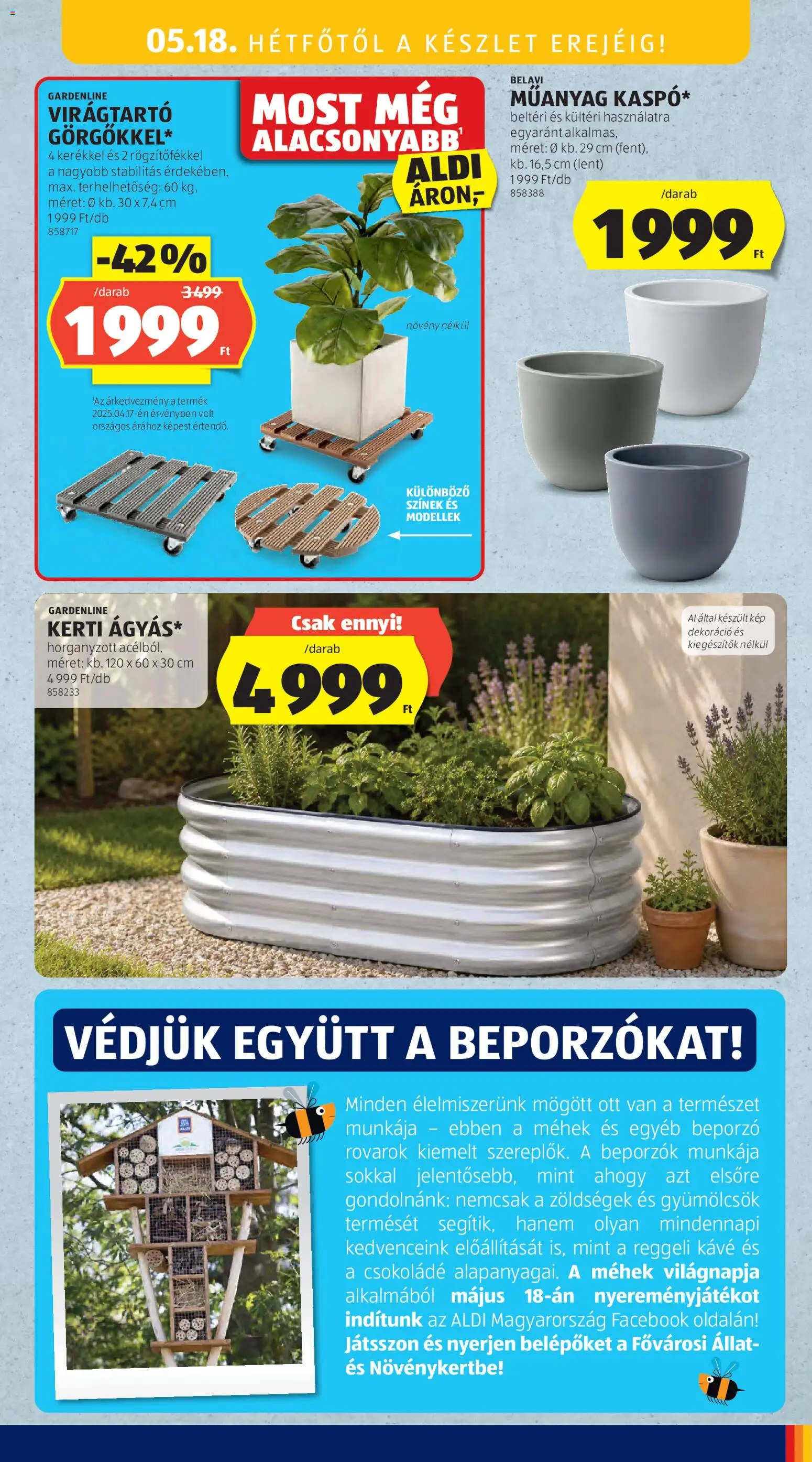 Aldi akciós ujság - amely érvényes a következő dátumtól: 14.05.2026 | Oldal: 21 | Termékek: Virágtartó, Kávé, Csokoládé, Dekoráció