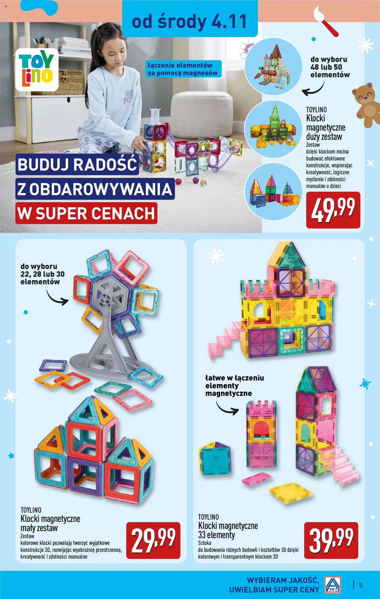 Aldi gazetka - Zabawki dla każdego od 31.10.2026 | Strona: 5 | Produkty: Klocki magnetyczne