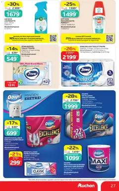 Auchan akciós újság - amely érvényes a következő dátumtól: 2026.07.09. | Oldal: 27 | Termékek: Papírtörlő, Törlőkendő, Papírzsebkendő, Légfrissítő