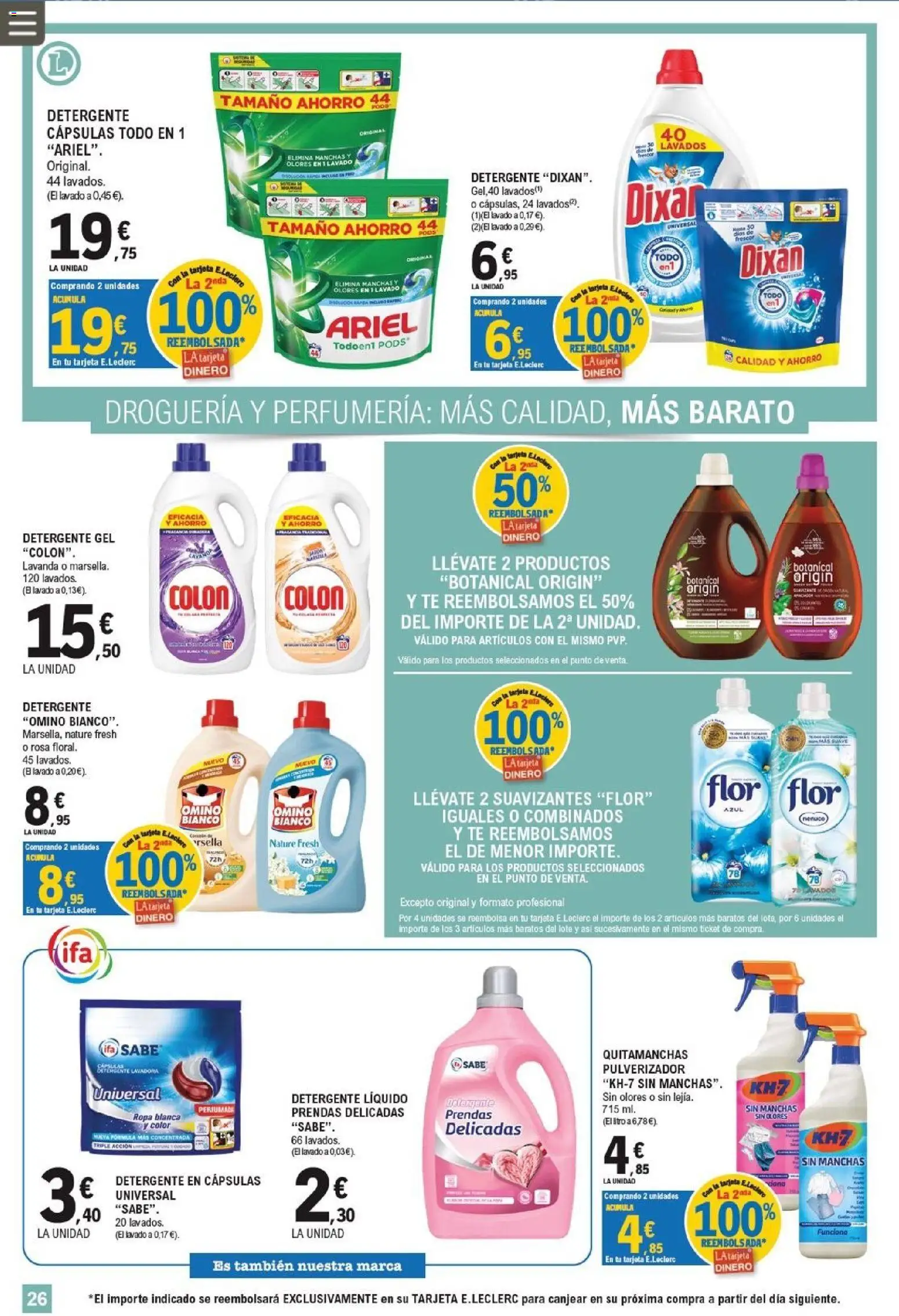 E.Leclerc folleto │ válido desde el 17.06.2026 | Página: 26 | Productos: Quitamanchas, Detergente, Té, Detergente líquido